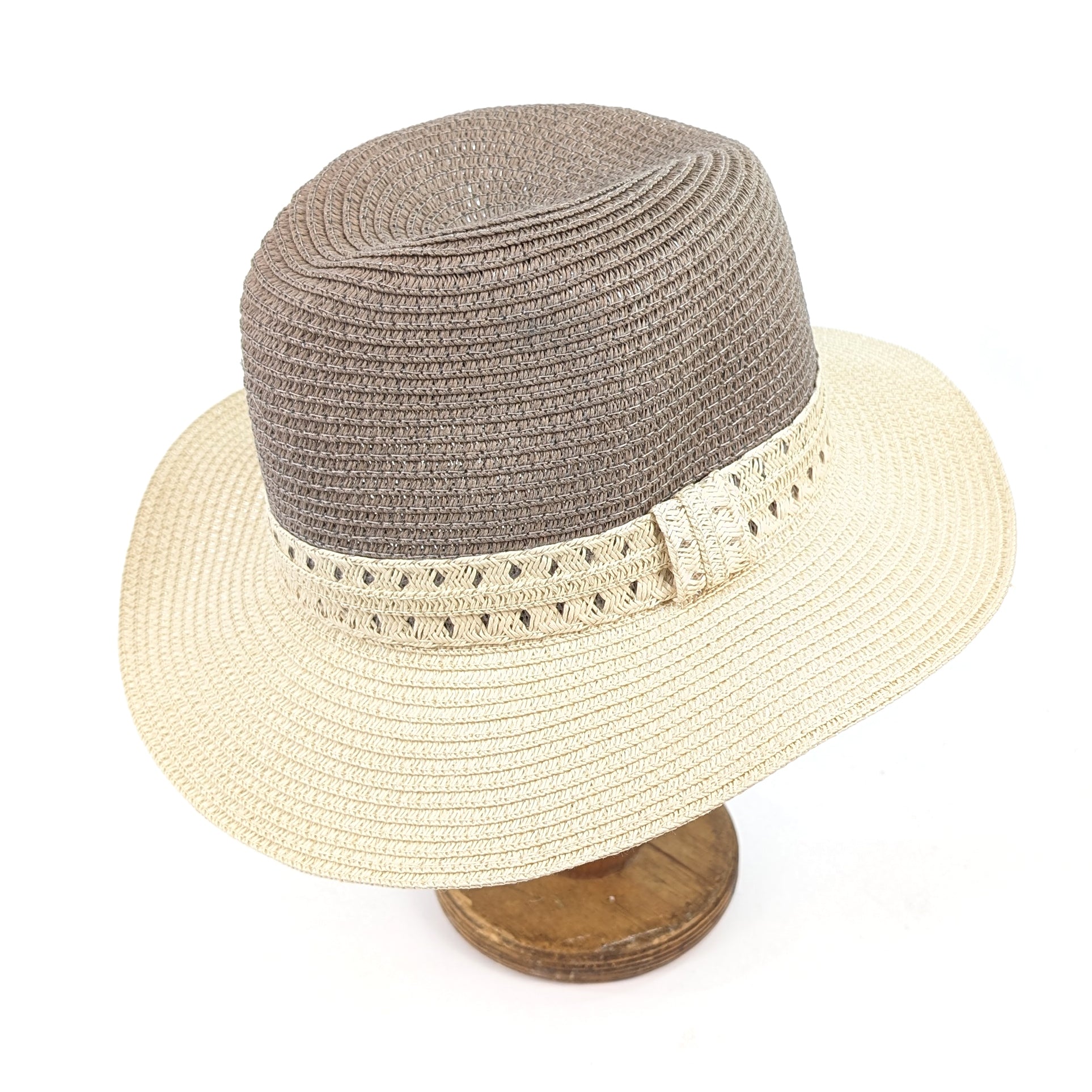 Vintage Two Tone Panama Foldable Hat - Mink Brown