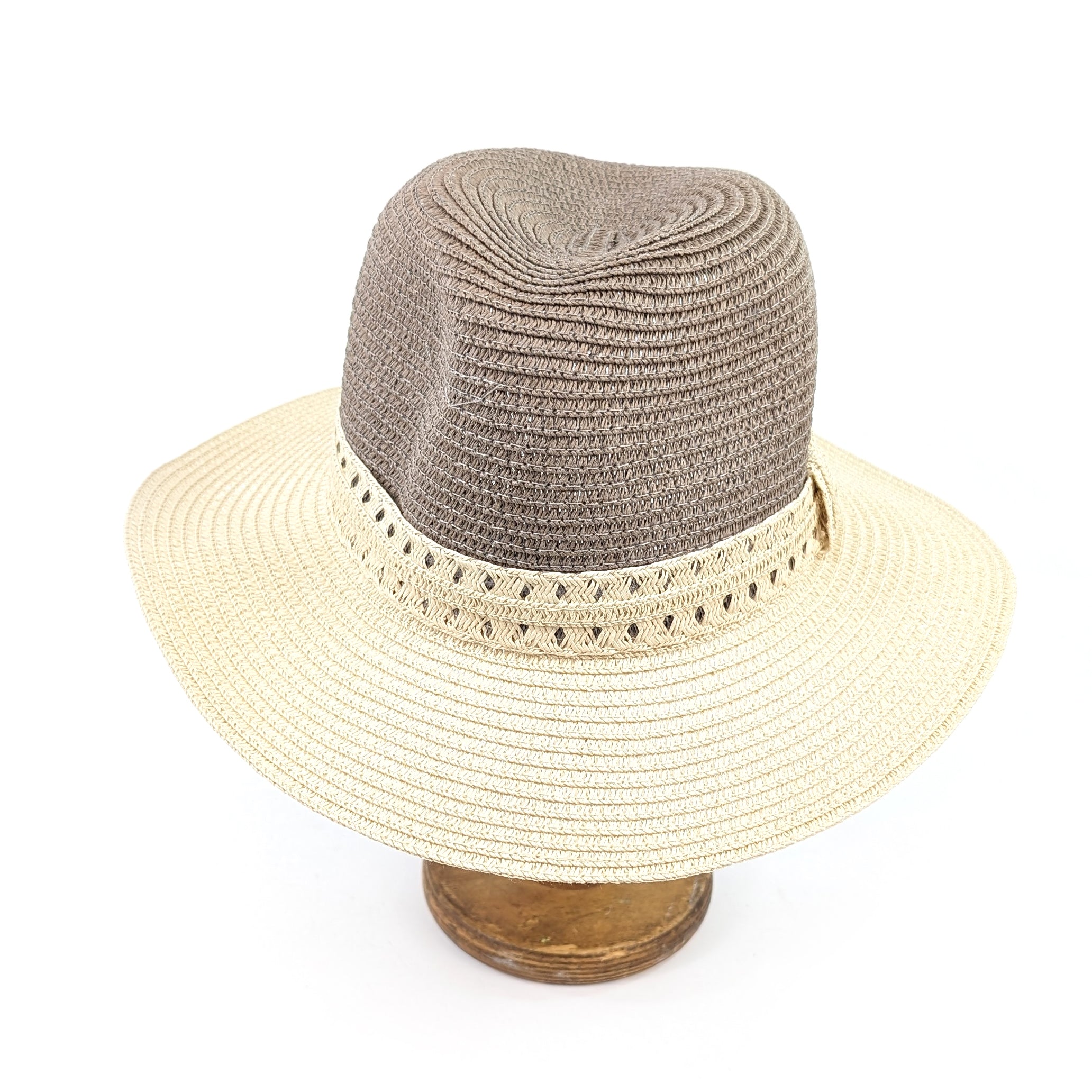 Vintage Two Tone Panama Foldable Hat - Mink Brown