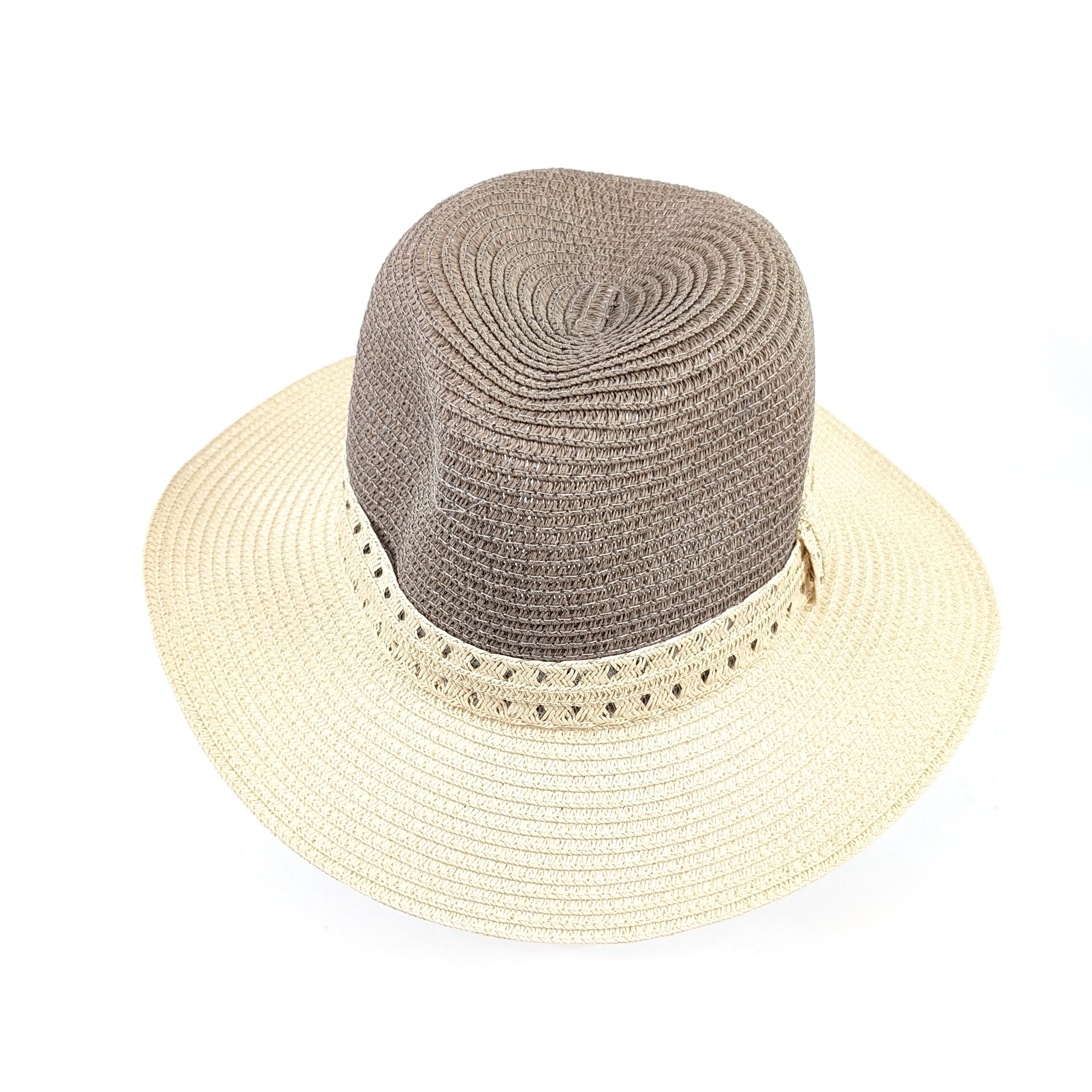 Vintage Two Tone Panama Foldable Hat - Mink Brown