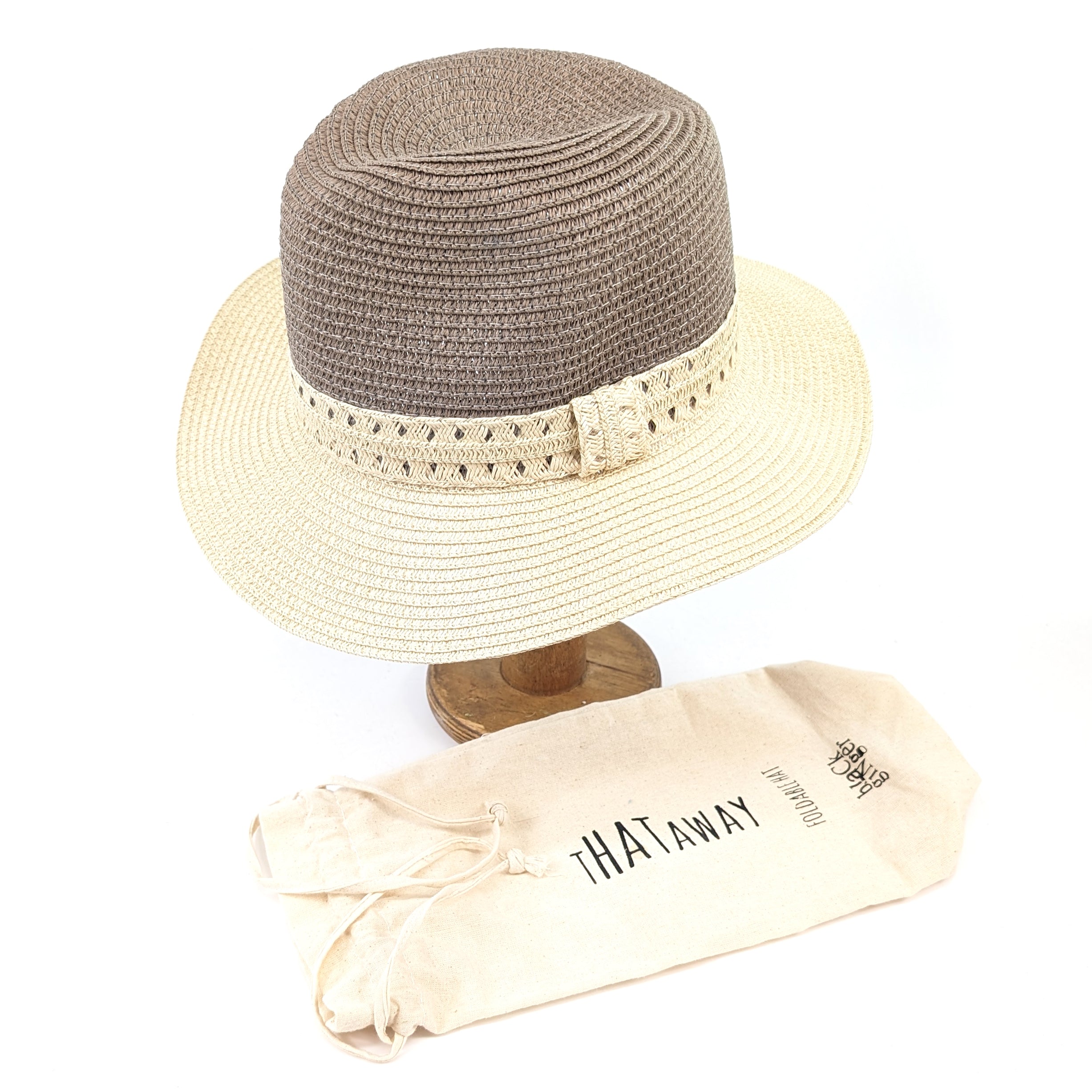 Vintage Two Tone Panama Foldable Hat - Mink Brown