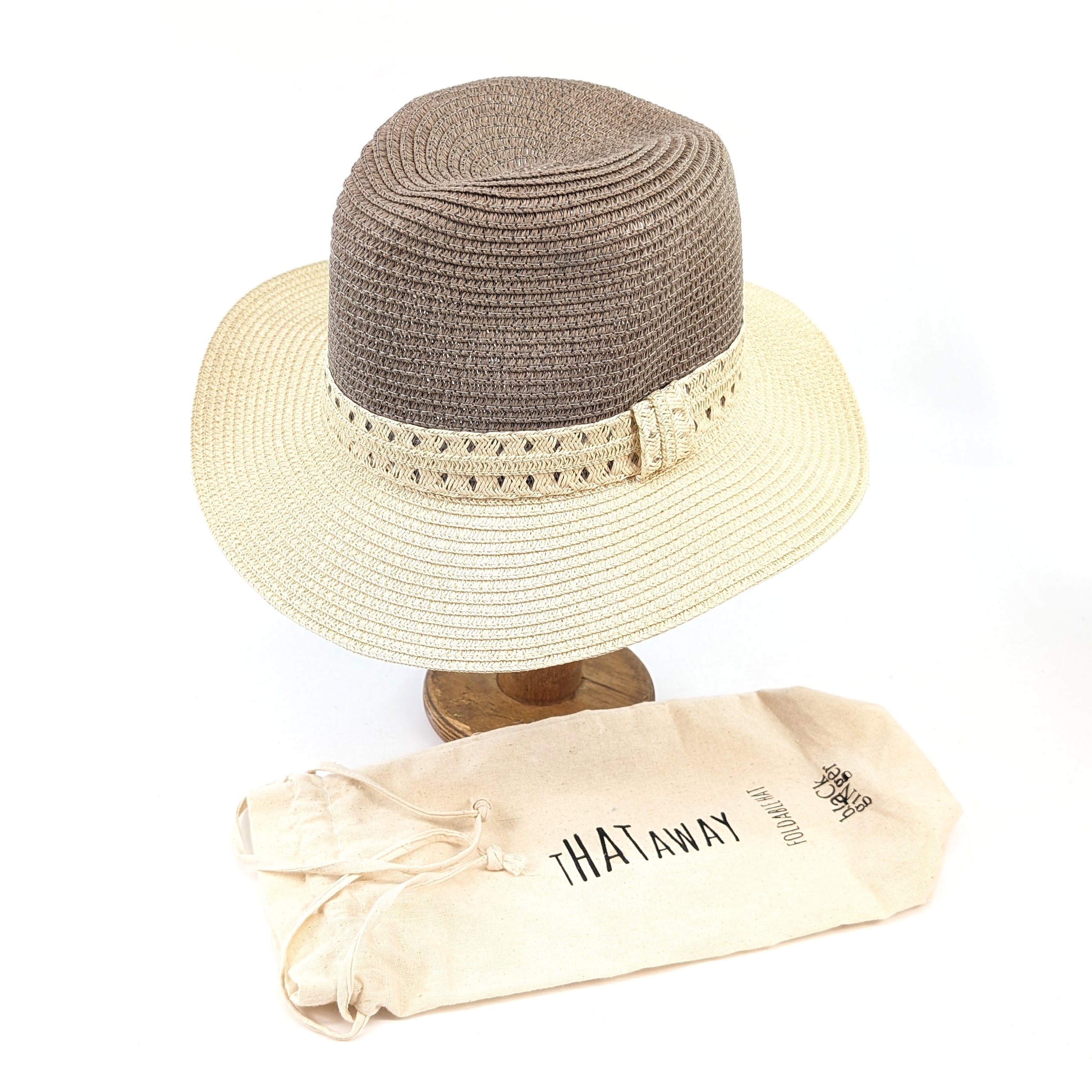 Vintage Two Tone Panama Foldable Hat - Mink Brown