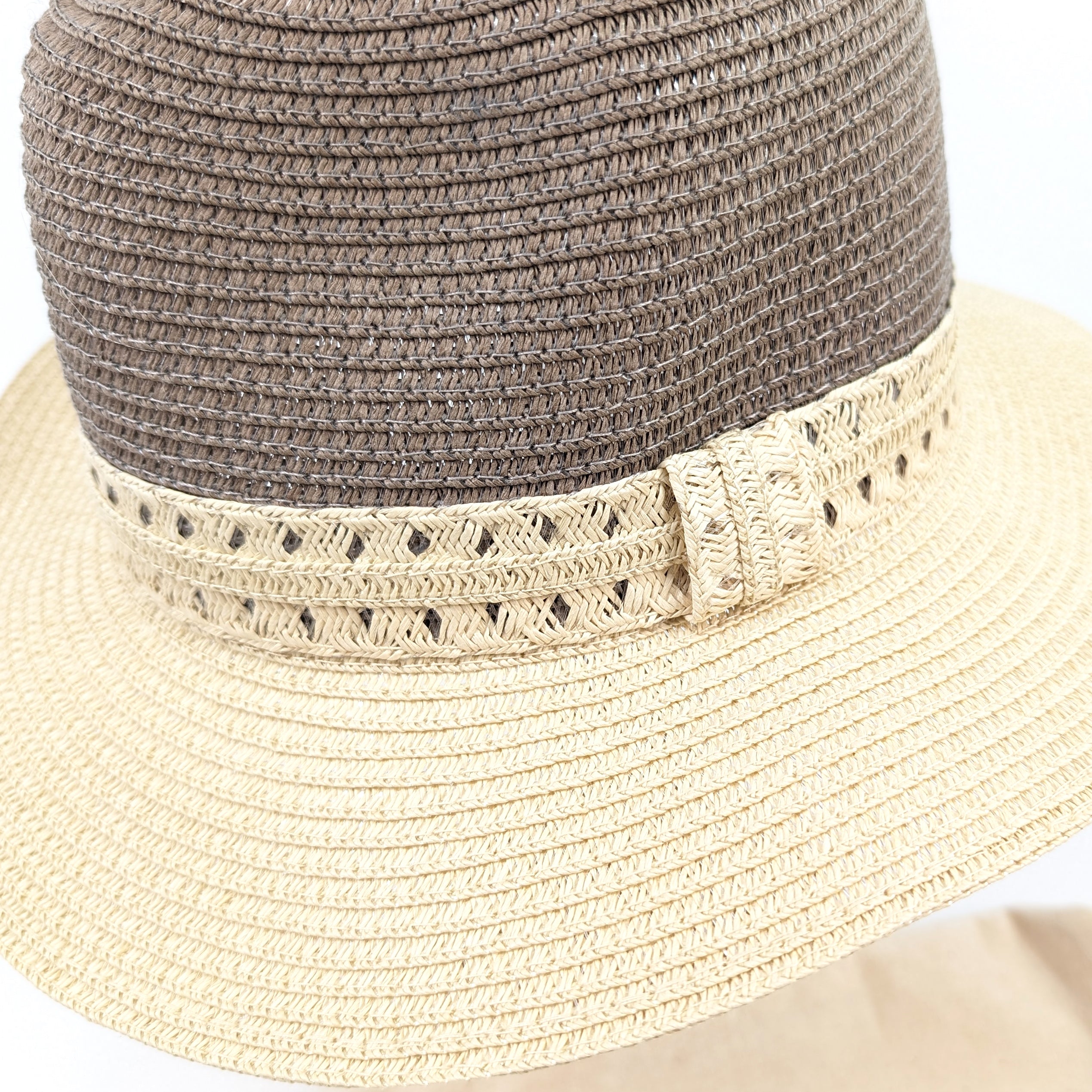 Vintage Two Tone Panama Foldable Hat - Mink Brown