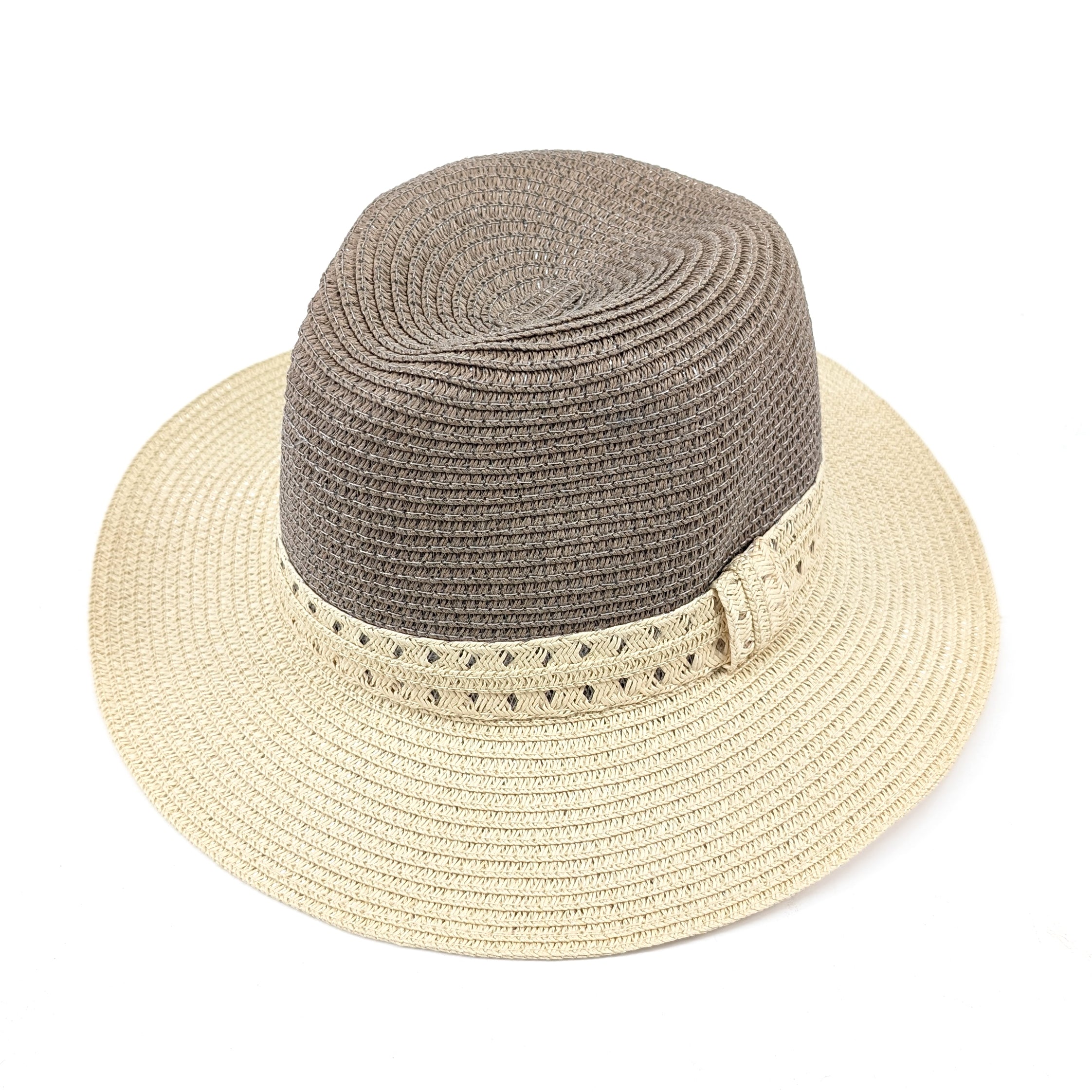 Vintage Two Tone Panama Foldable Hat - Mink Brown