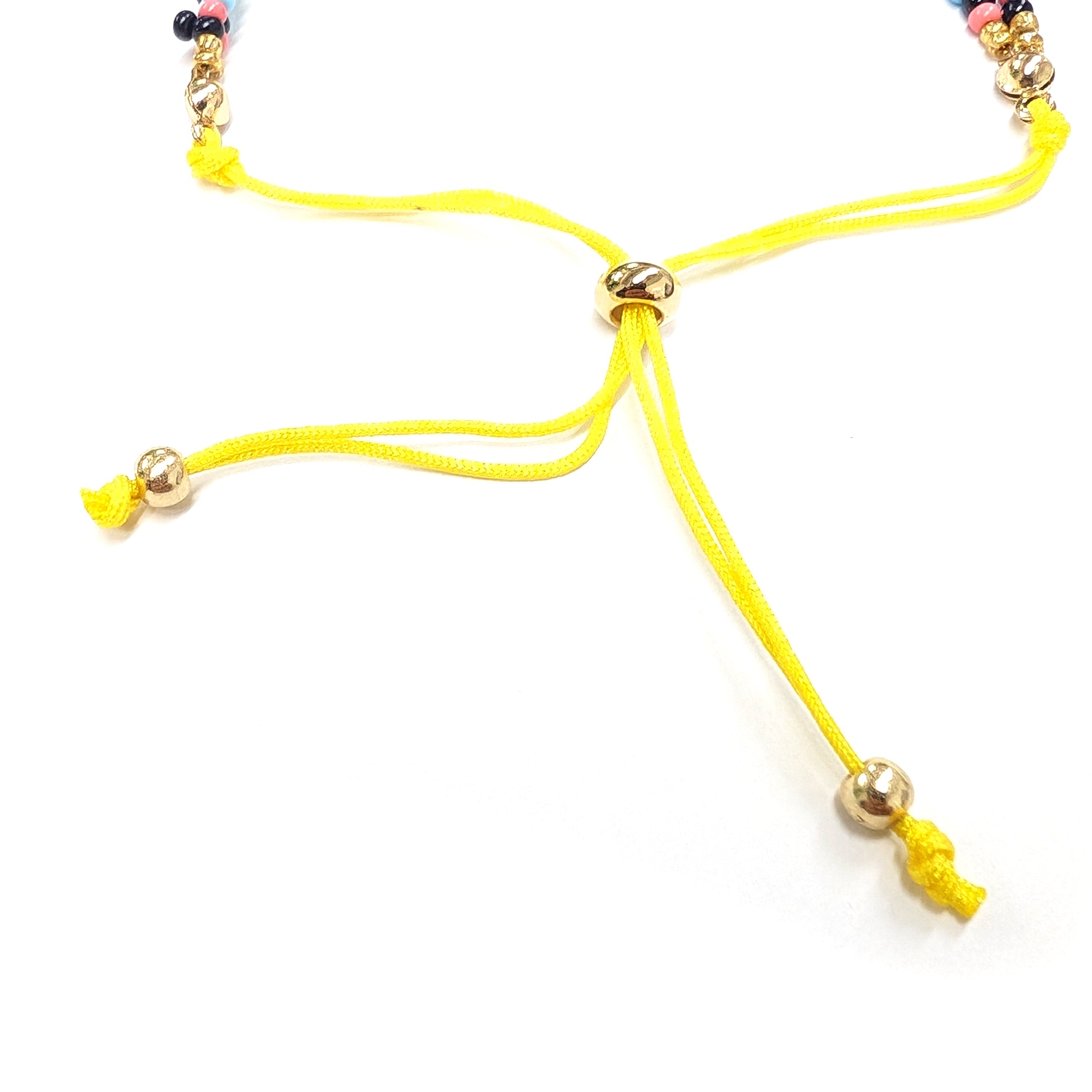 Adjustable Double Seed Bead Bracelet - Yellow