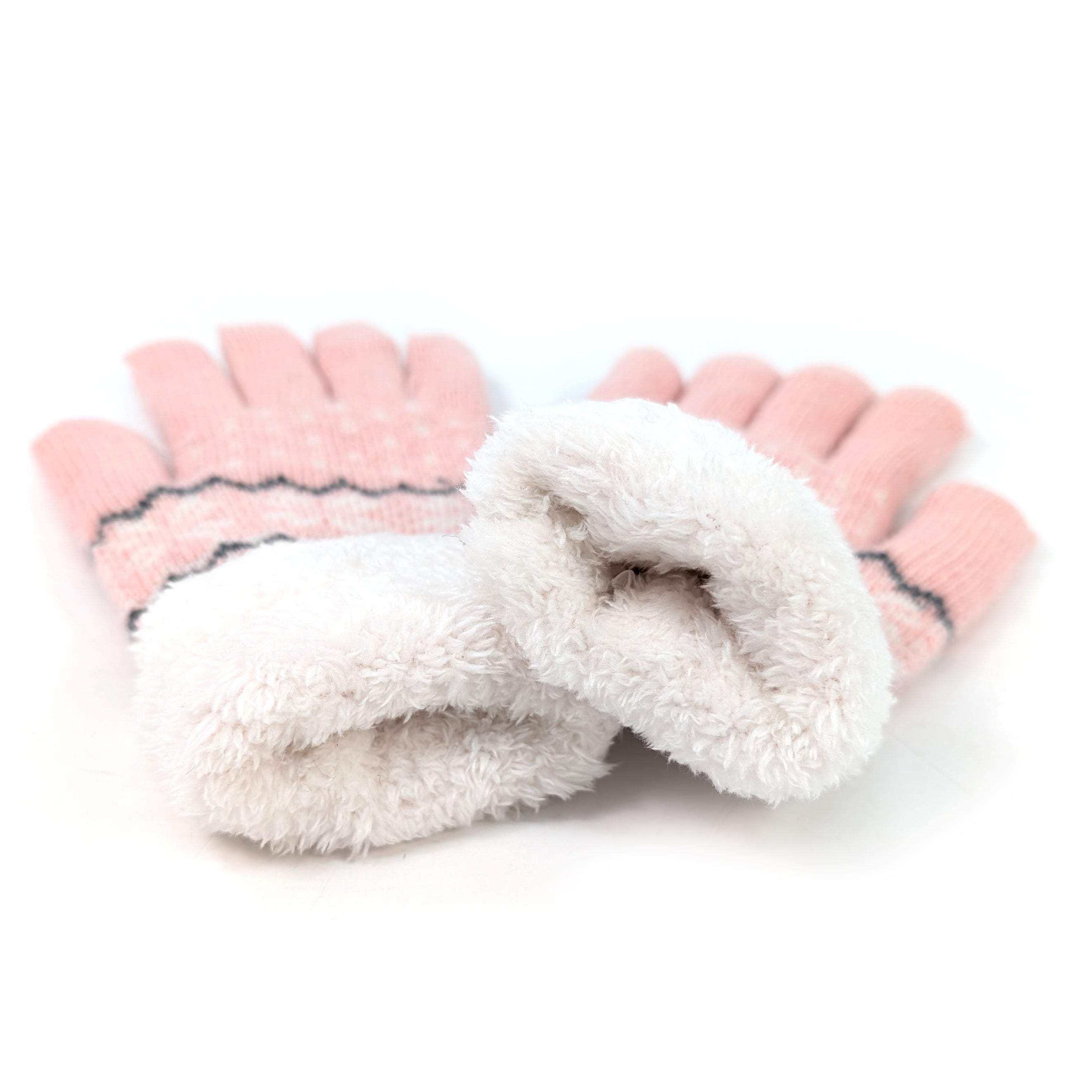 Fluffy Nordic Gloves - Pink