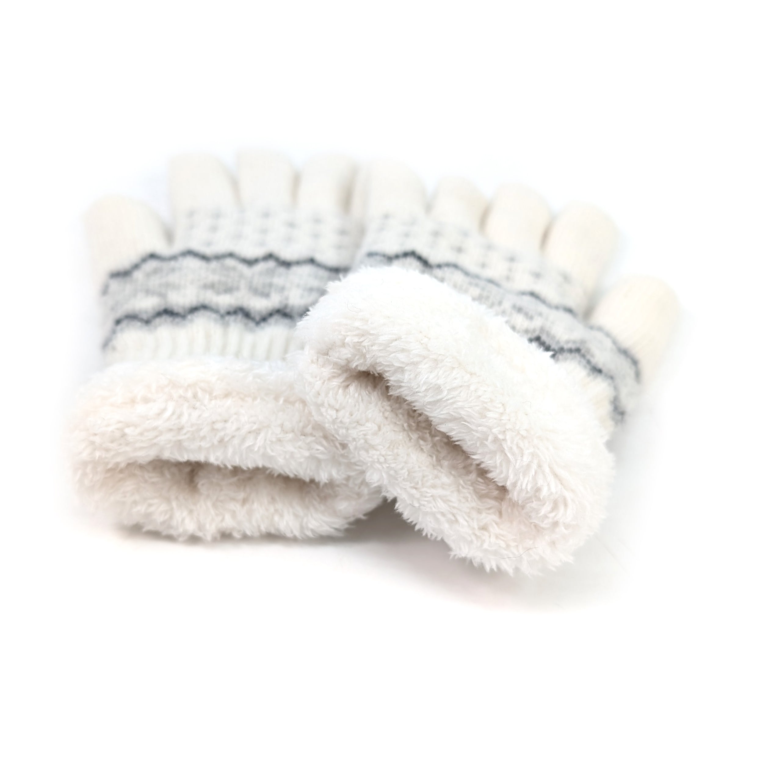 Fluffy Nordic Gloves - White