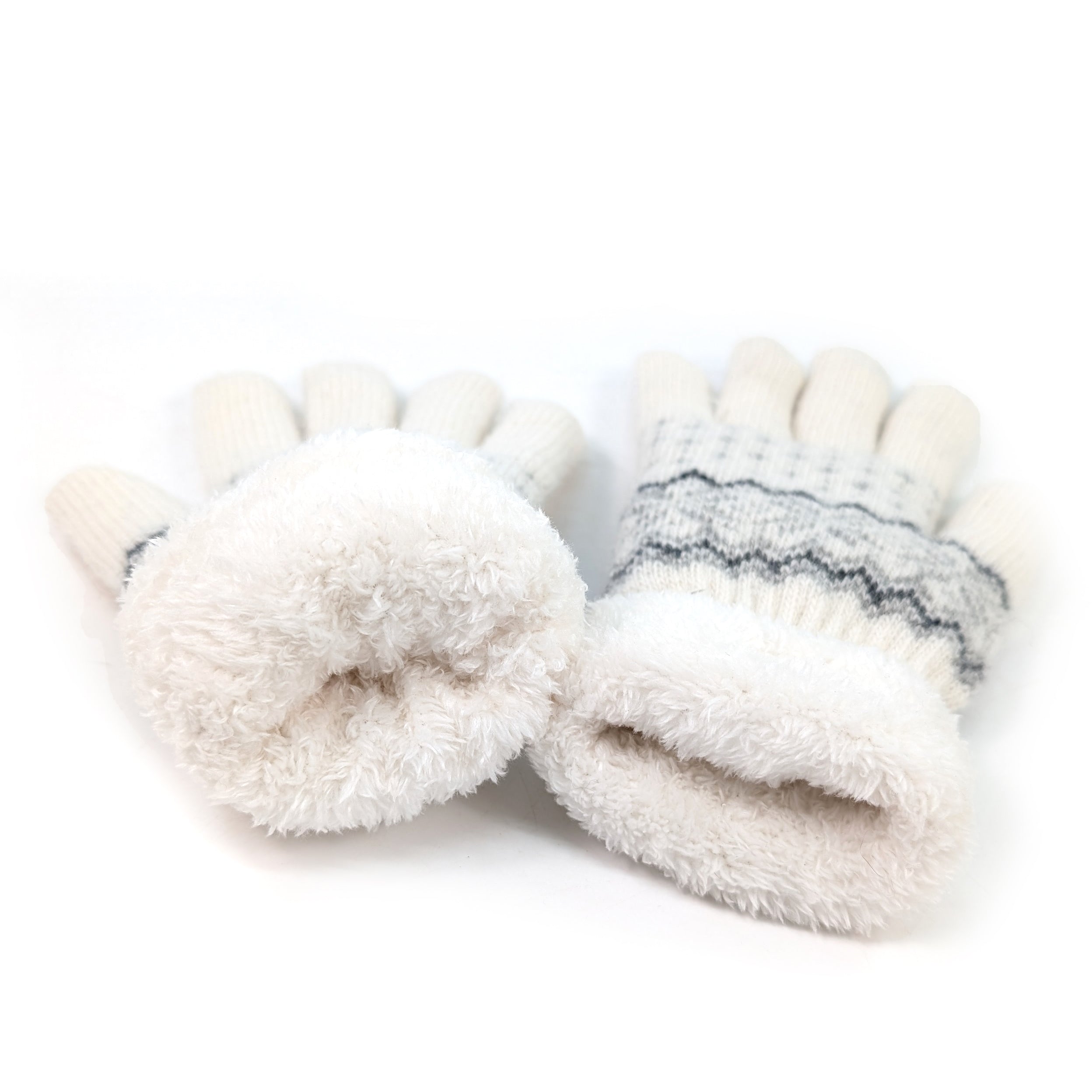 Fluffy Nordic Gloves - White