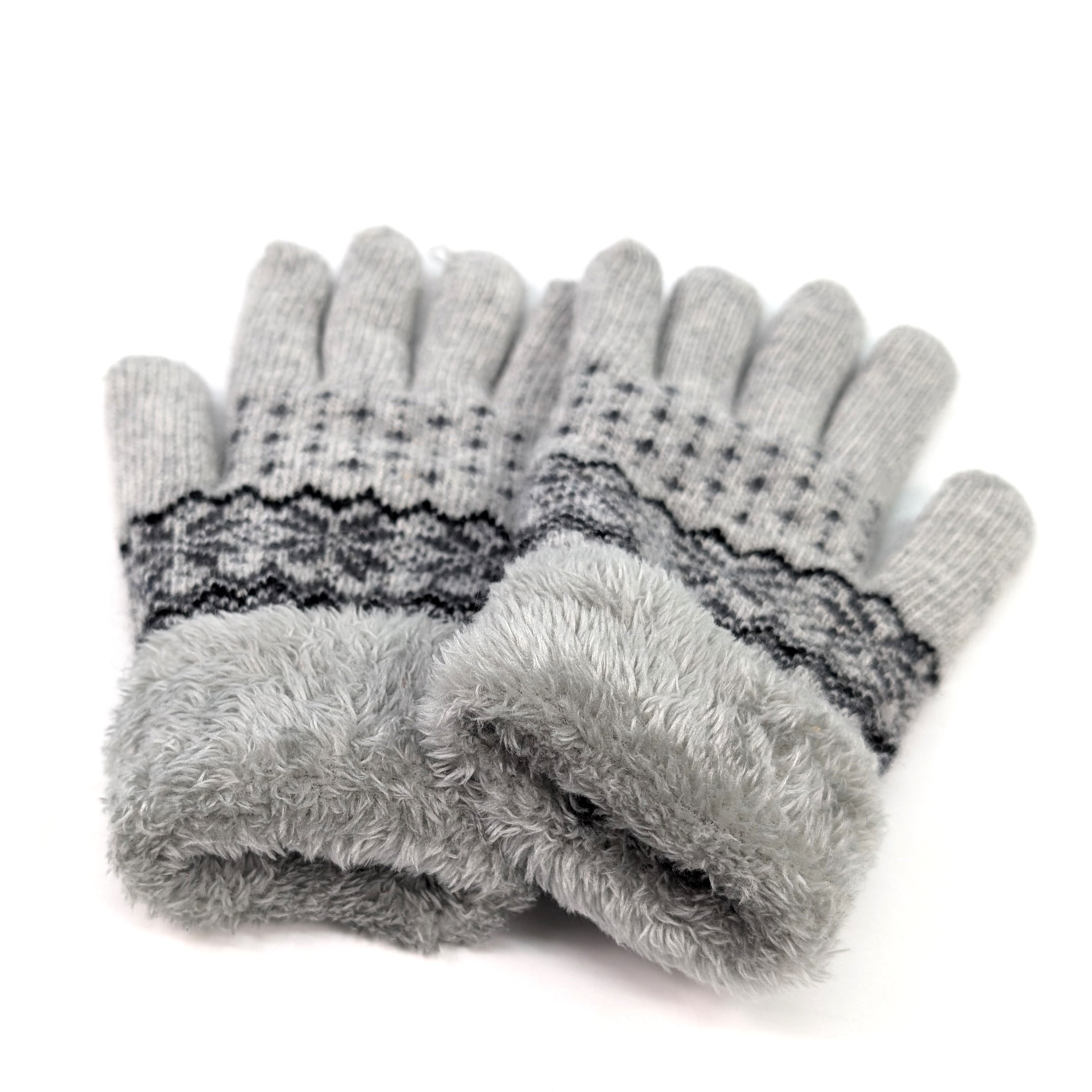 Fluffy Nordic Gloves - Grey