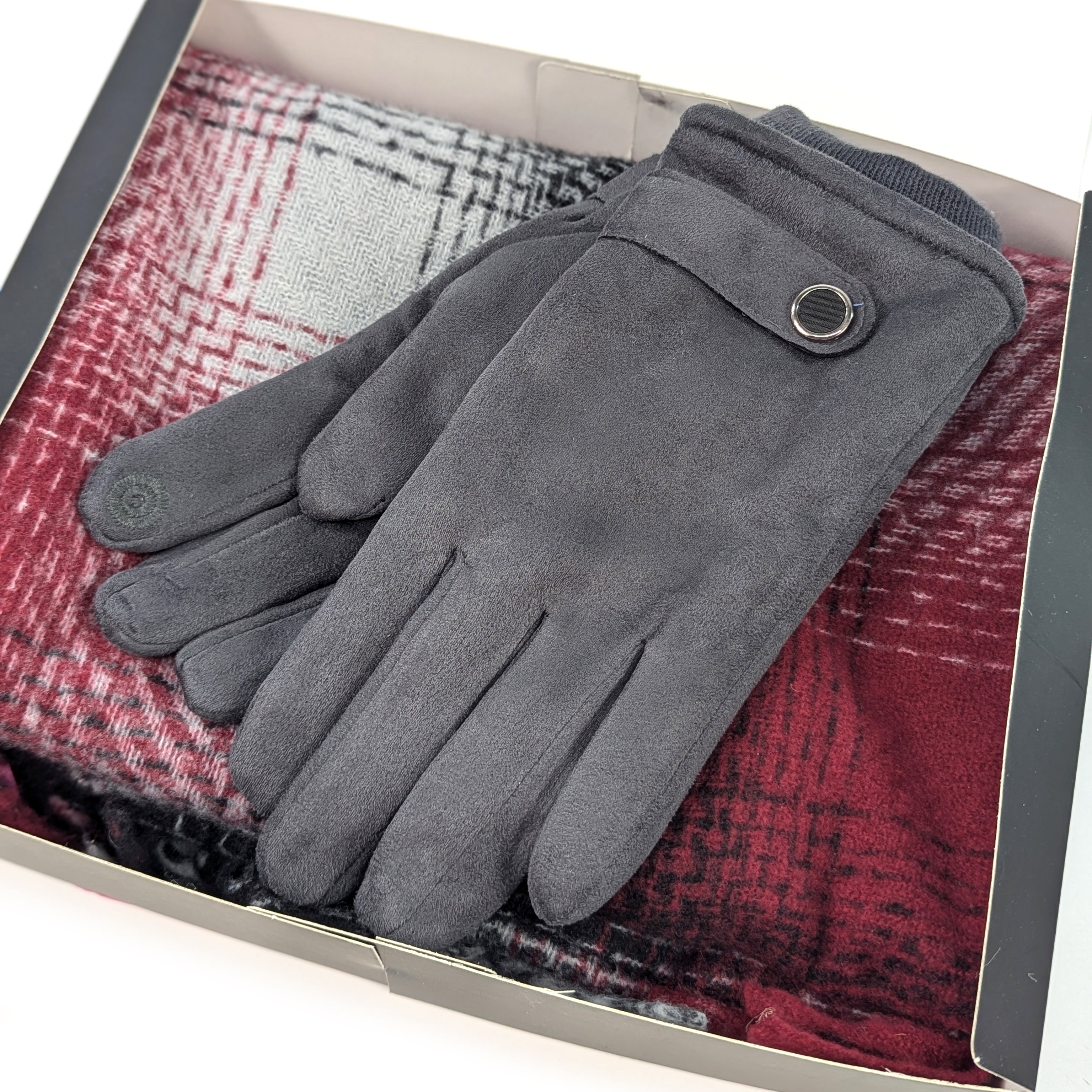 Mens Scarf & Glove Gift Set - Red