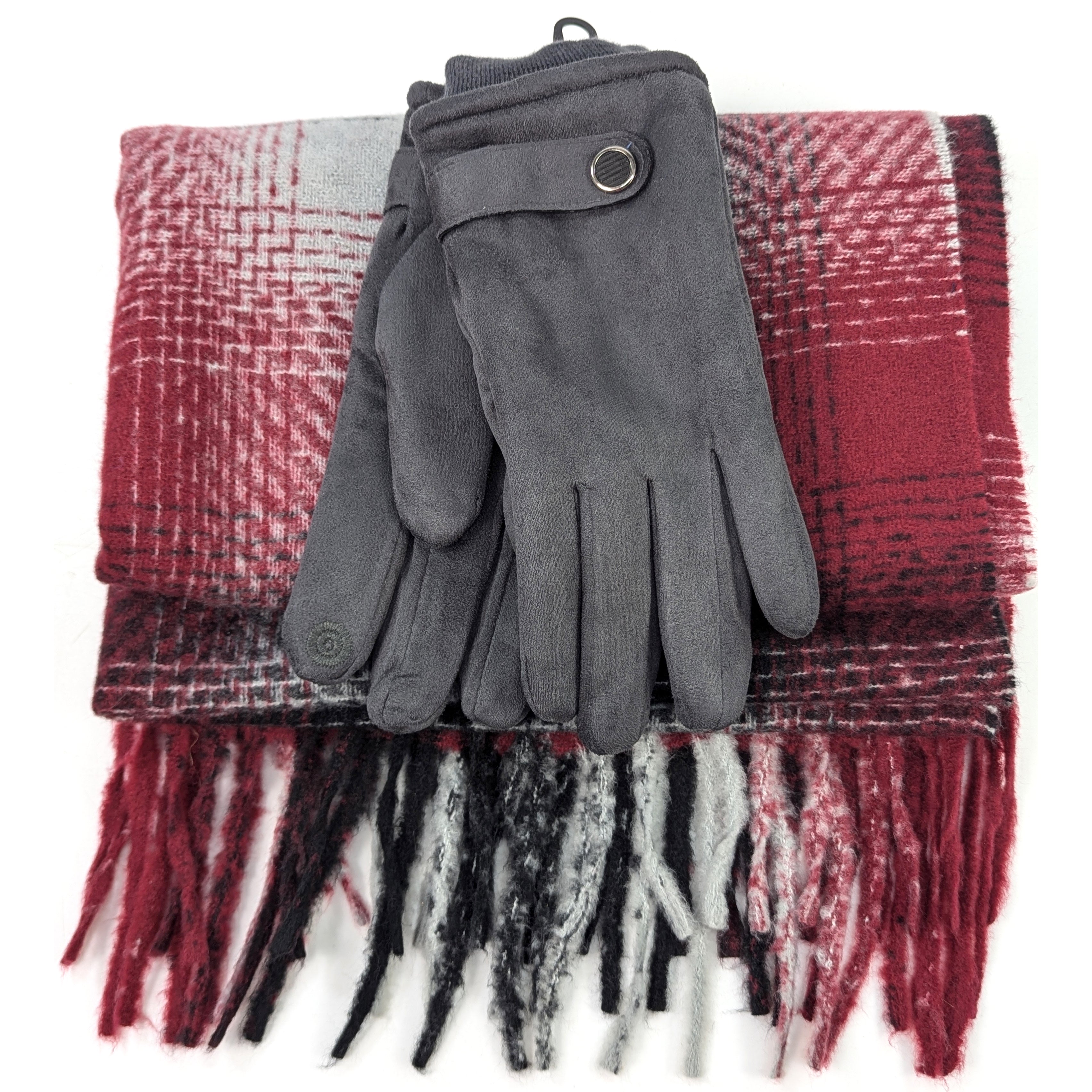 Mens Scarf & Glove Gift Set - Red