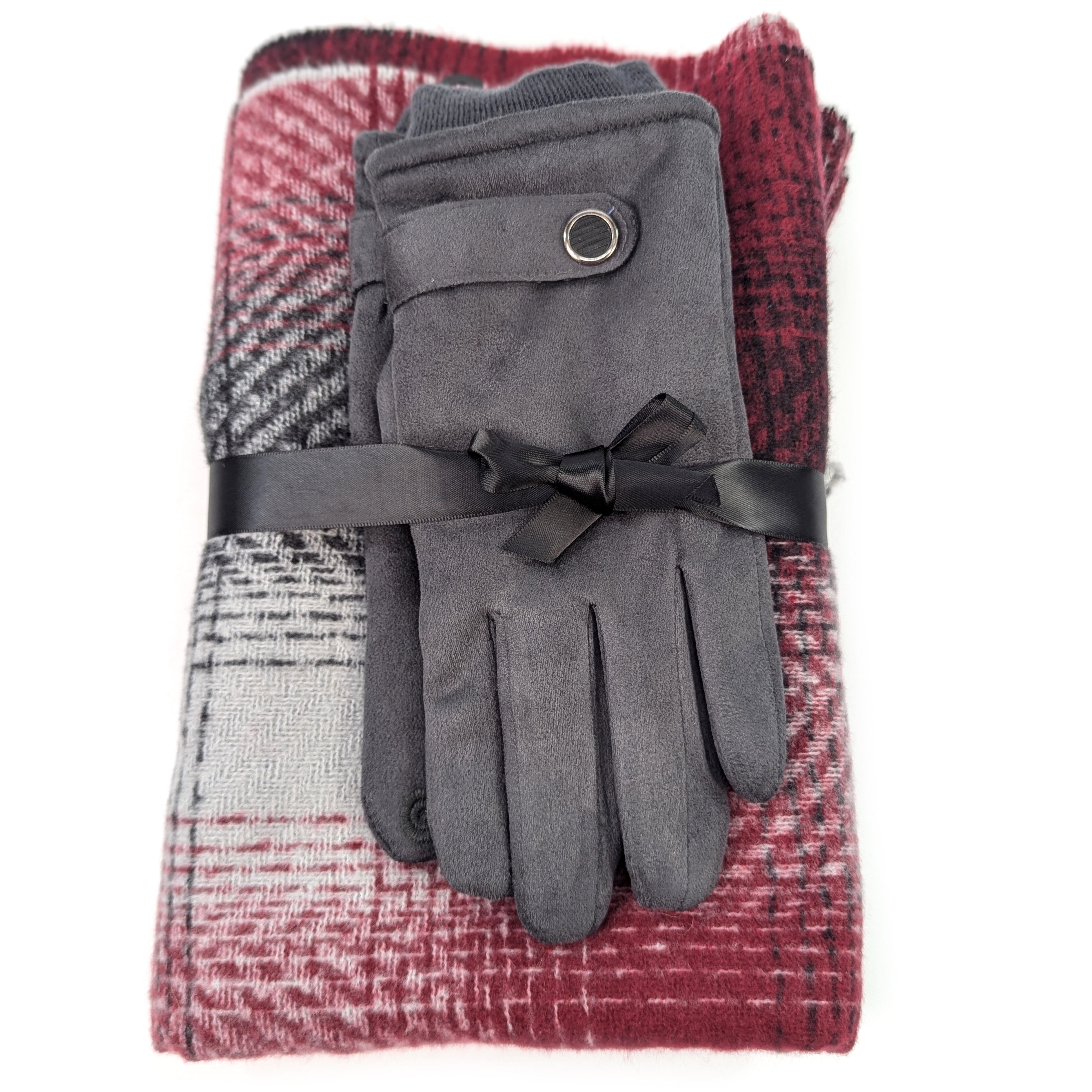 Mens Scarf & Glove Gift Set - Red