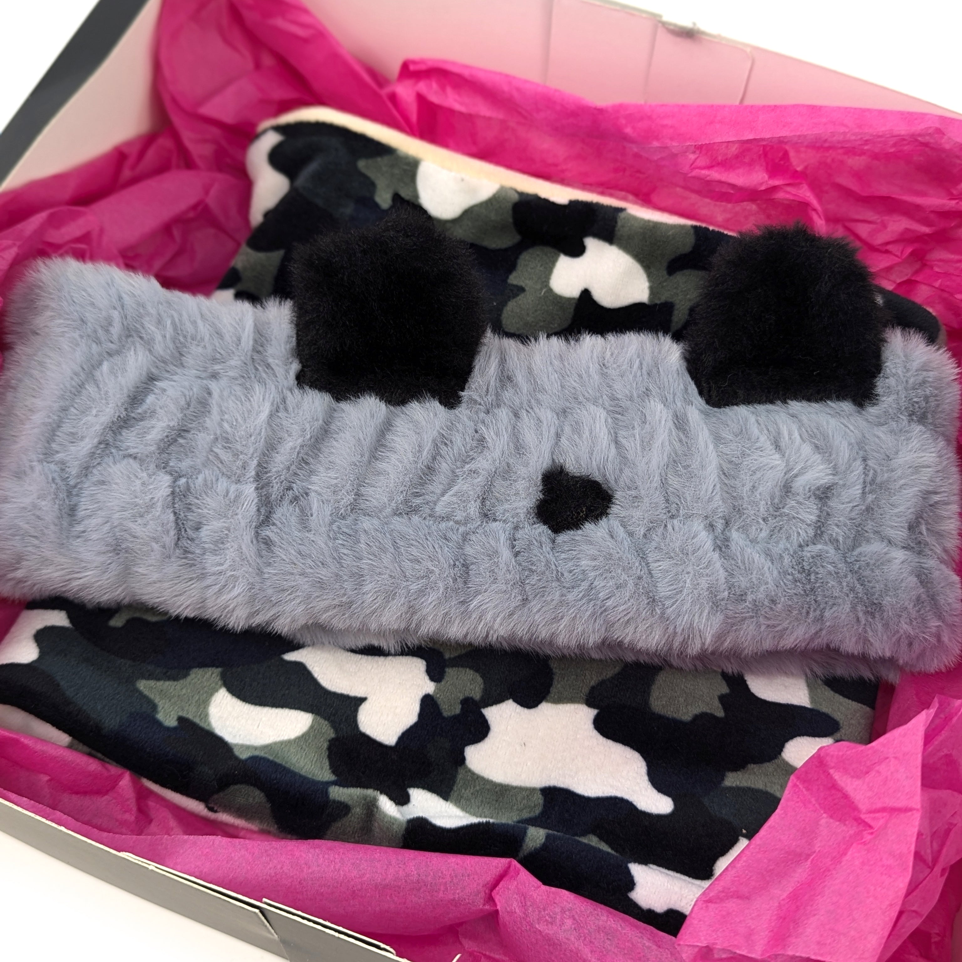 Kids Camouflage Snood & Bear Head Band Gift Set