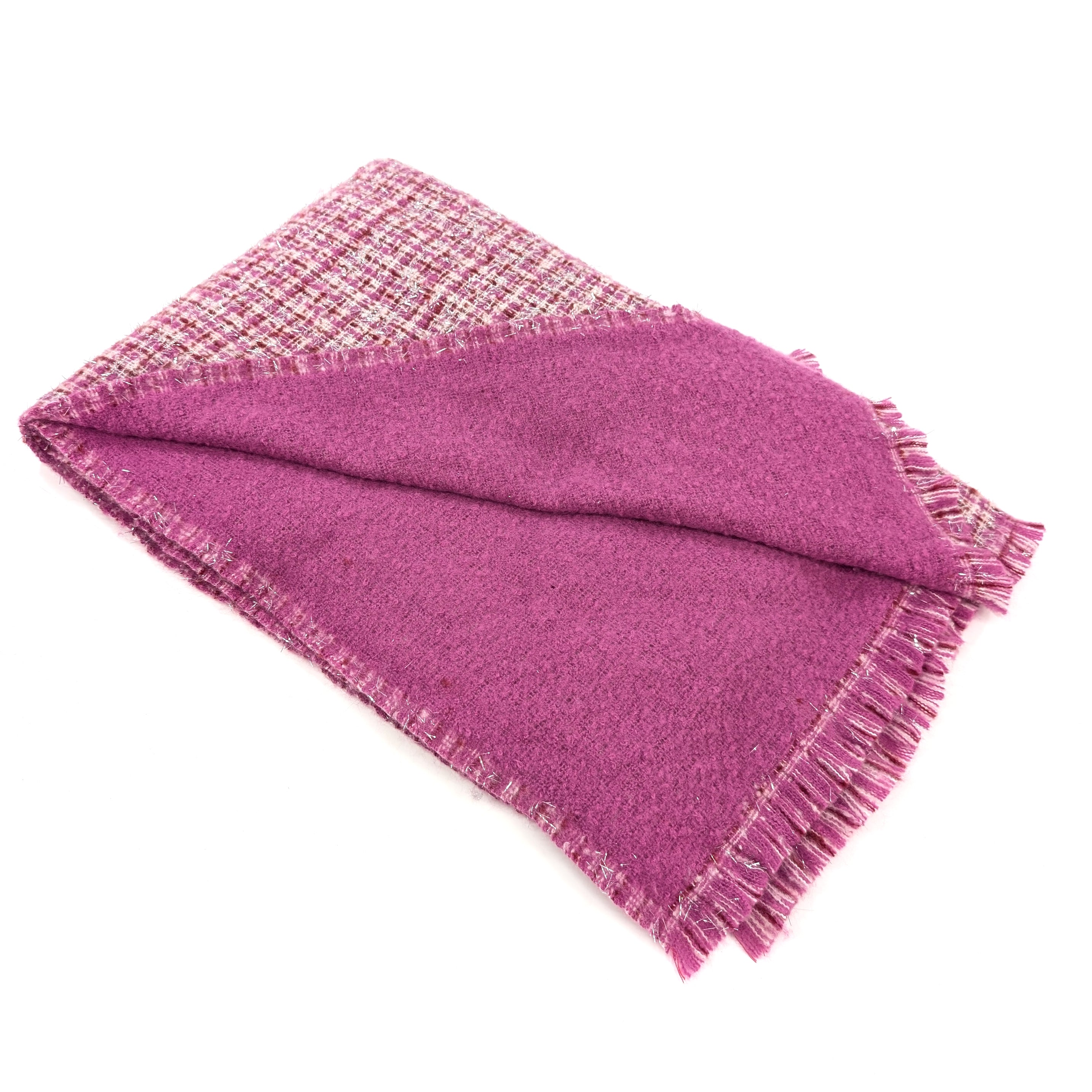 Rakita - Reversible Sparkly Thick Scarf (60x190cm) - Magenta Pink