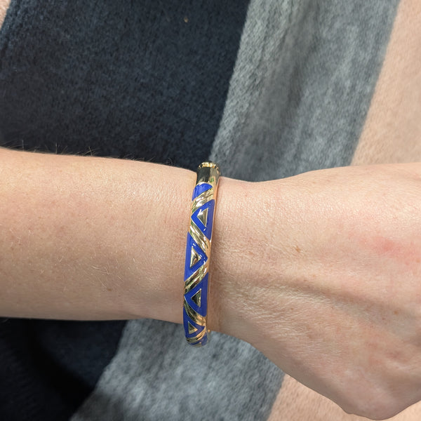Triangles Bangle (in Gift Box) - Blue