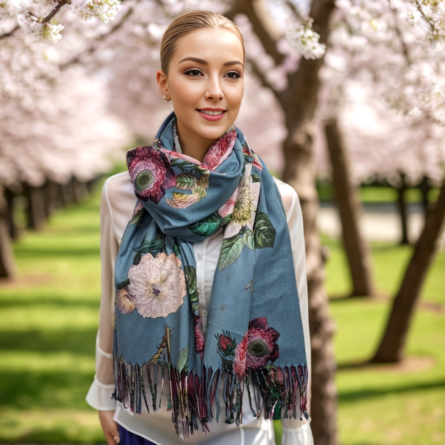 Vintage Roses Pashmina Style Scarf