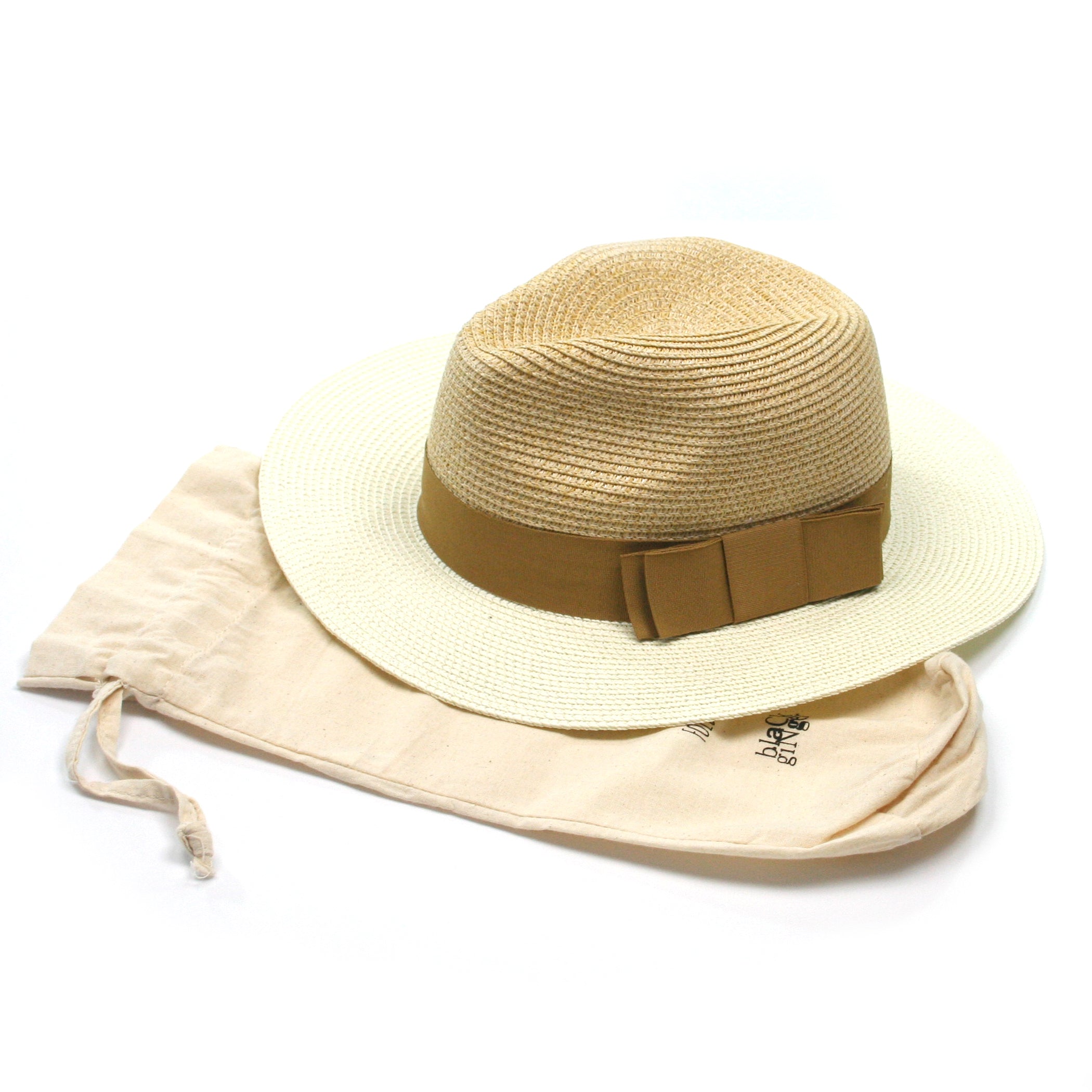 two tone folding panama sun hat natural