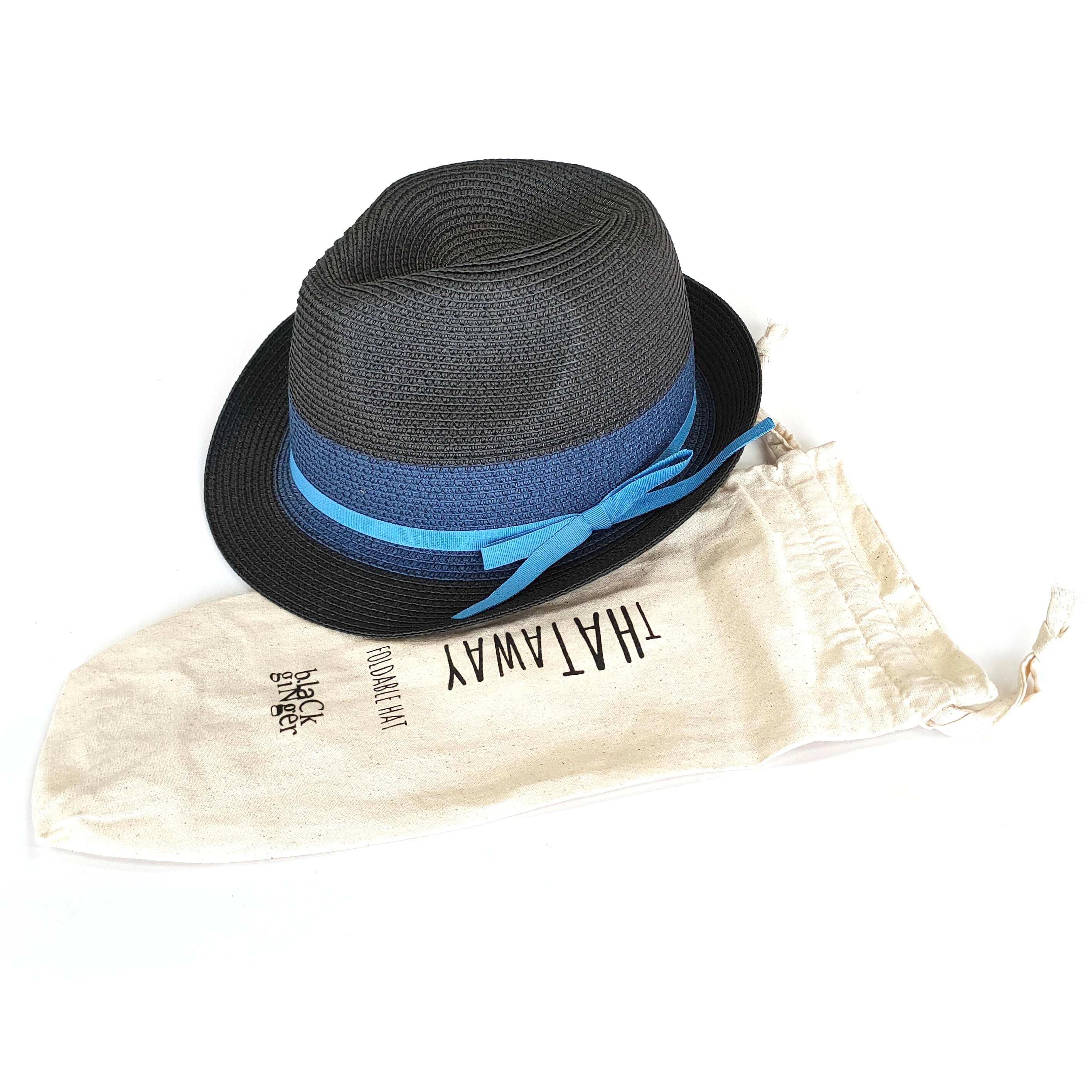 folding blue travel trilby sun hat