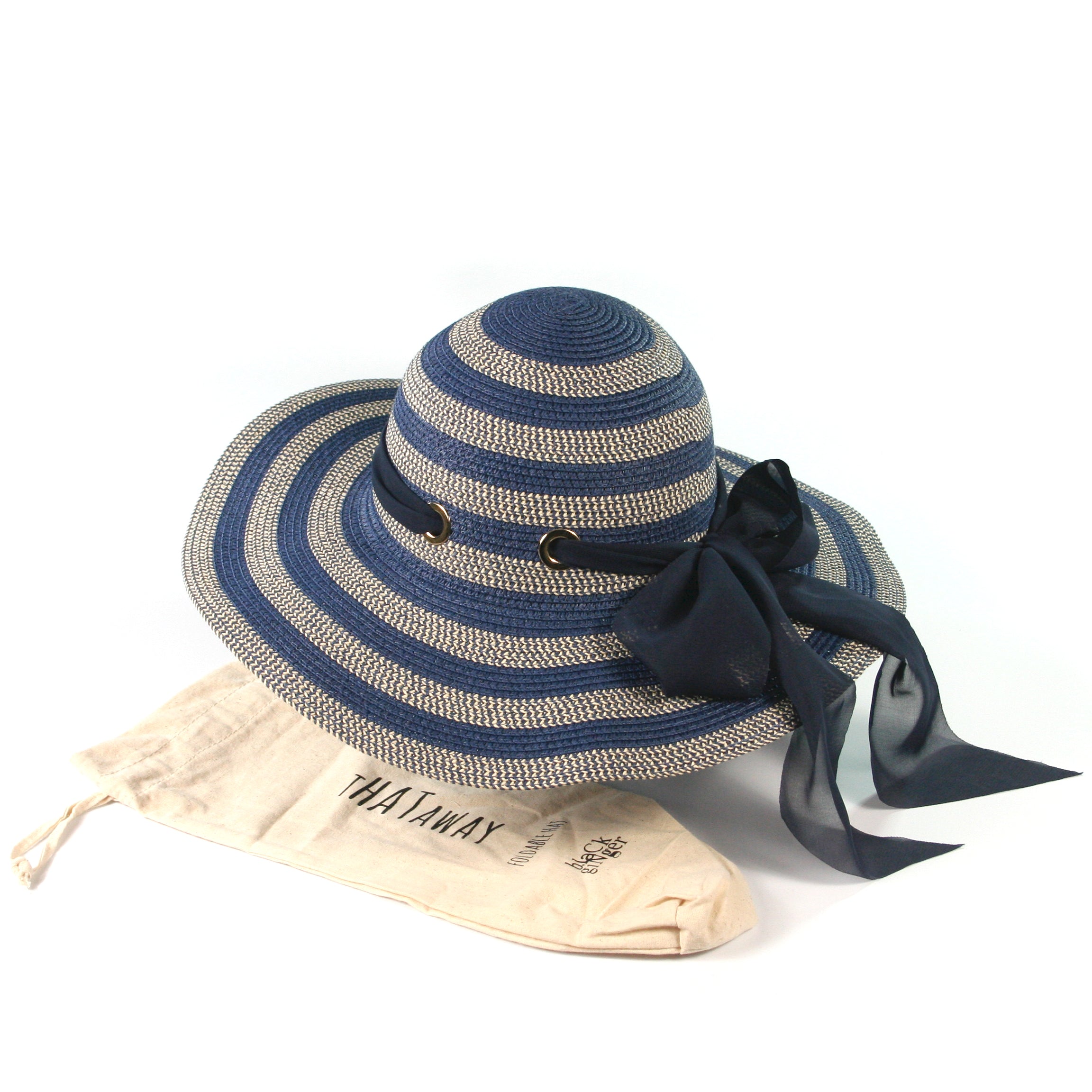 Blue Stripes Multi Way Ribbon Foldable Hat