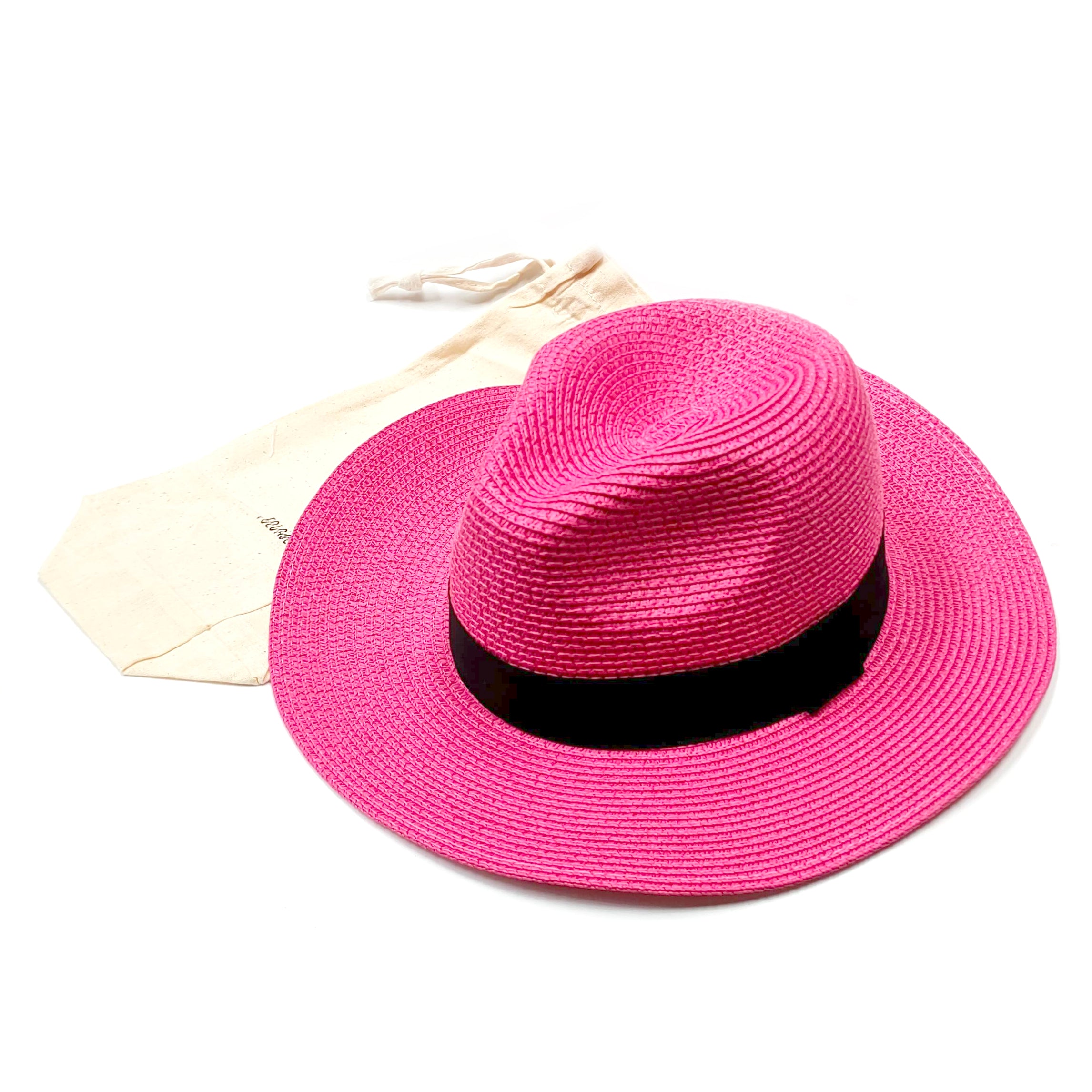 Pink Folding Travel Panama Sun Hat (57cm)