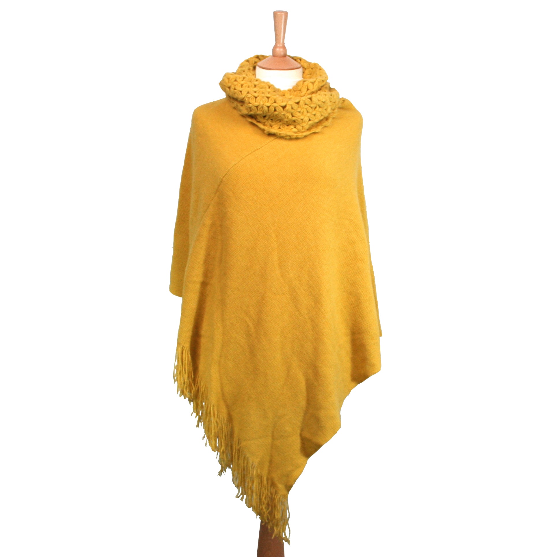 luxurious winter poncho with tassels