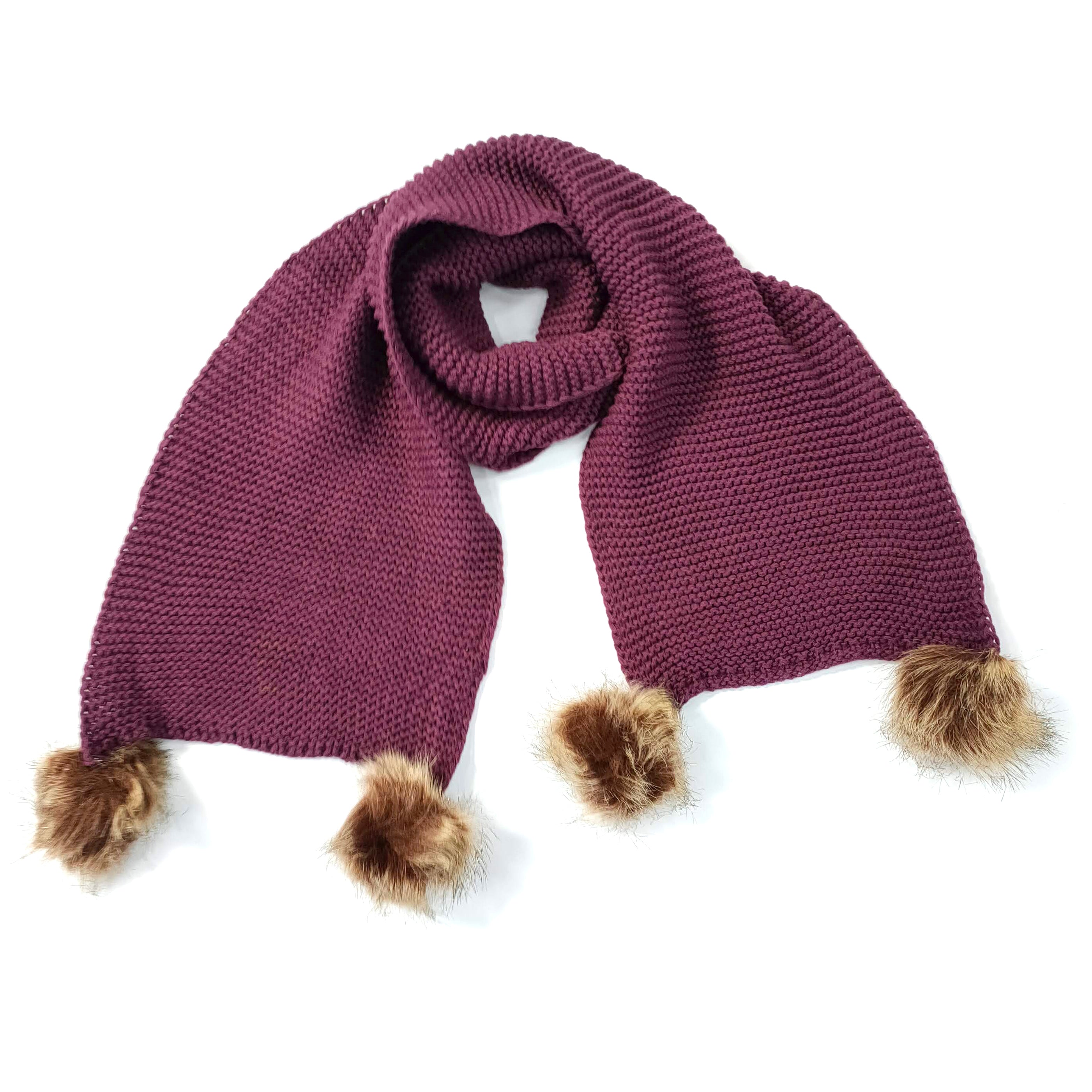 Bourkes Wool Look Scarf with Faux Fur PomPom