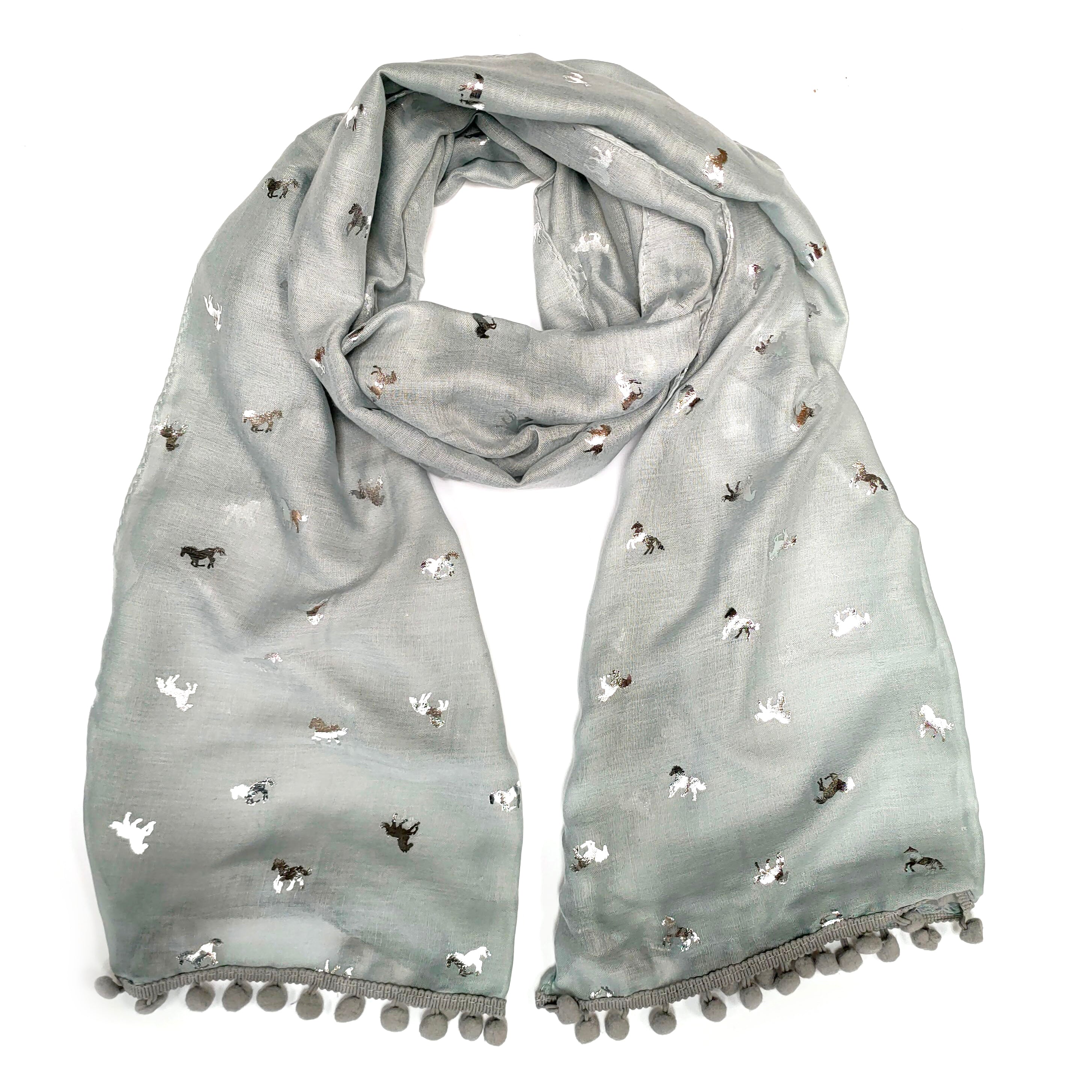 Embossed Repeating Horse Pattern Scarf
