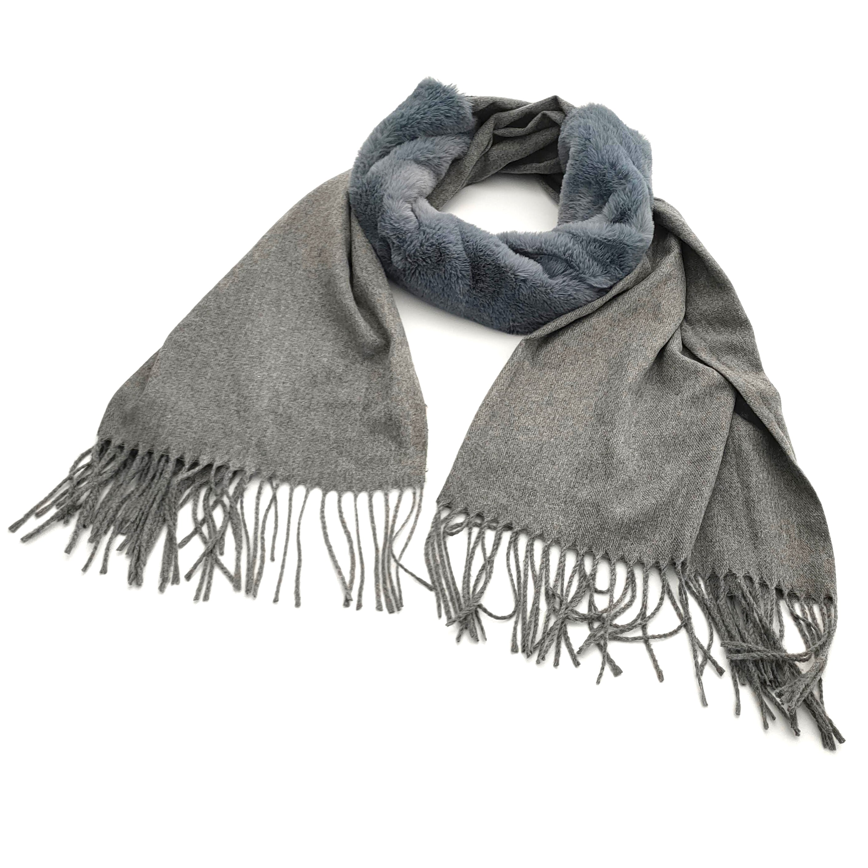 Pashmina Style Scarf with a Removable Faux Fur Tube Lining