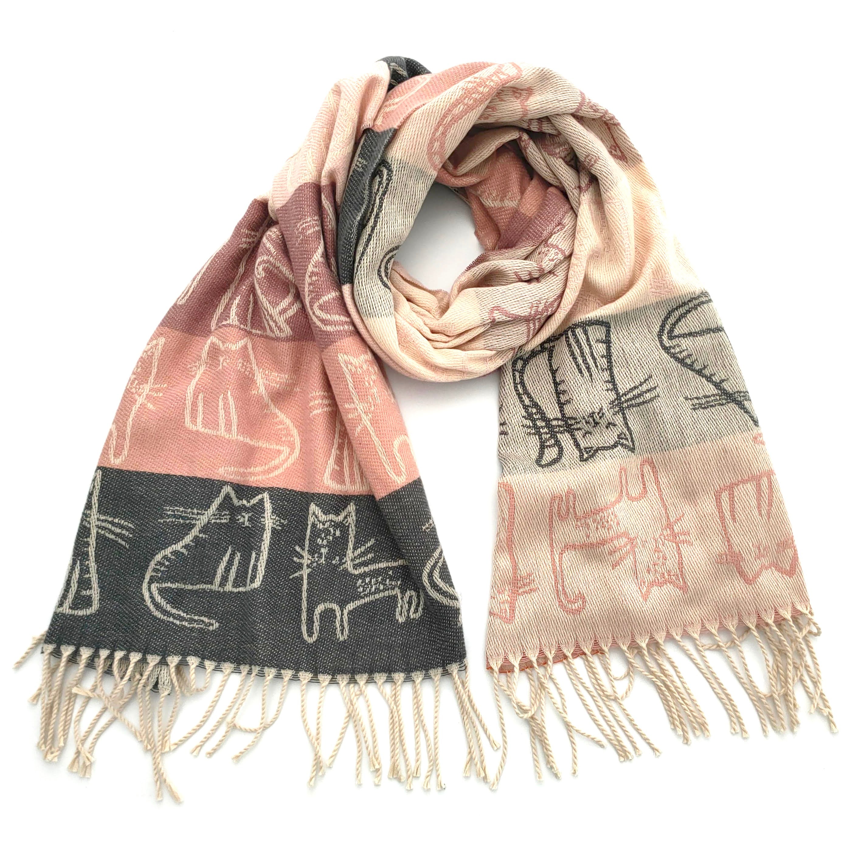 Thick Pashmina Style Cat Design Scarf