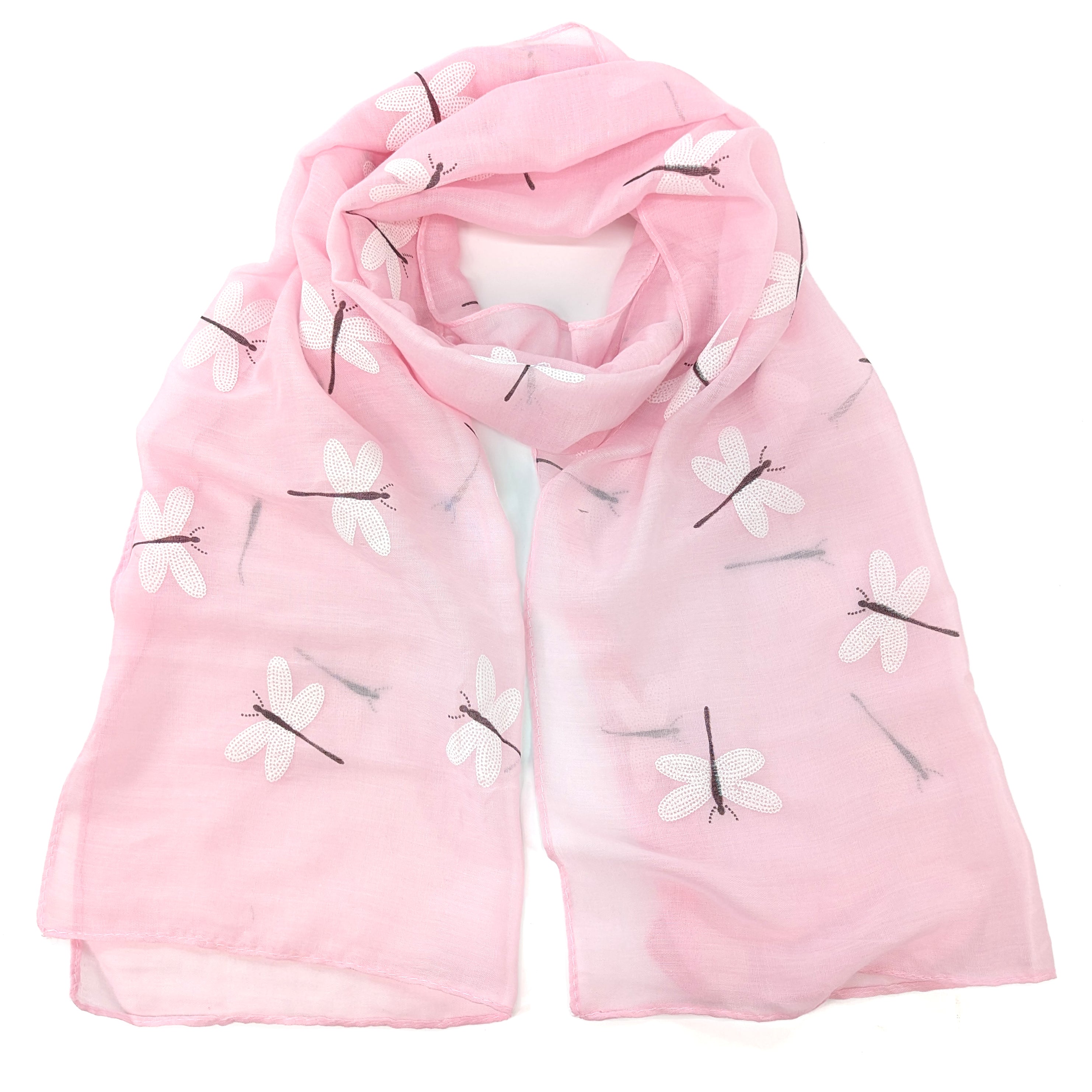 Marle - White Dragonfly Scarf (50x180cm) - Ballet Pink