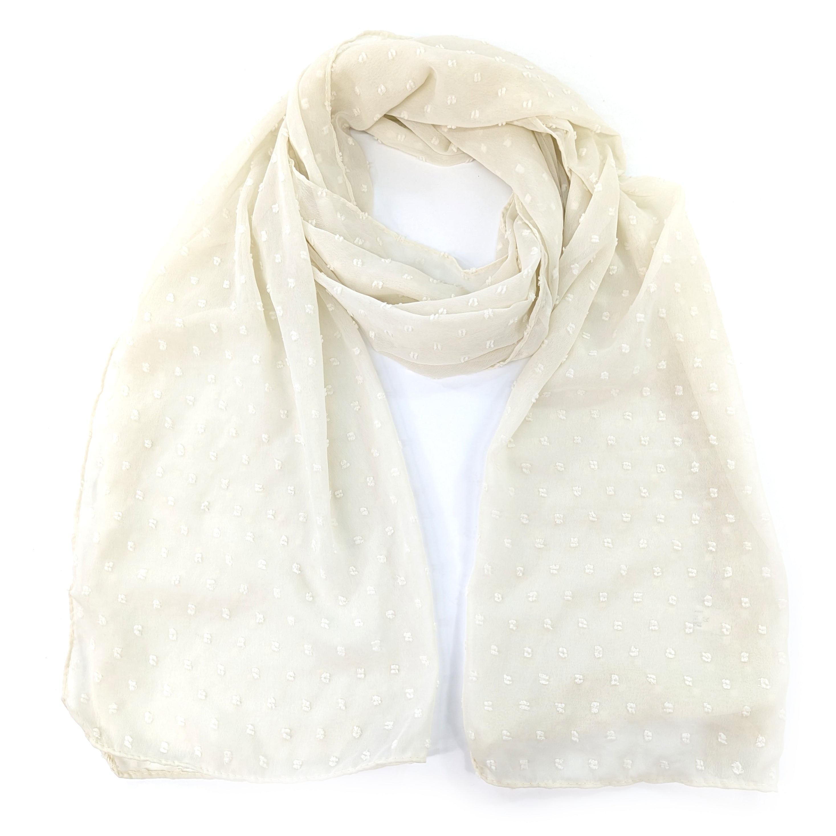 Bouzy - Bubbling Bobbly Scarf (43x180cm) - Clotted Cream