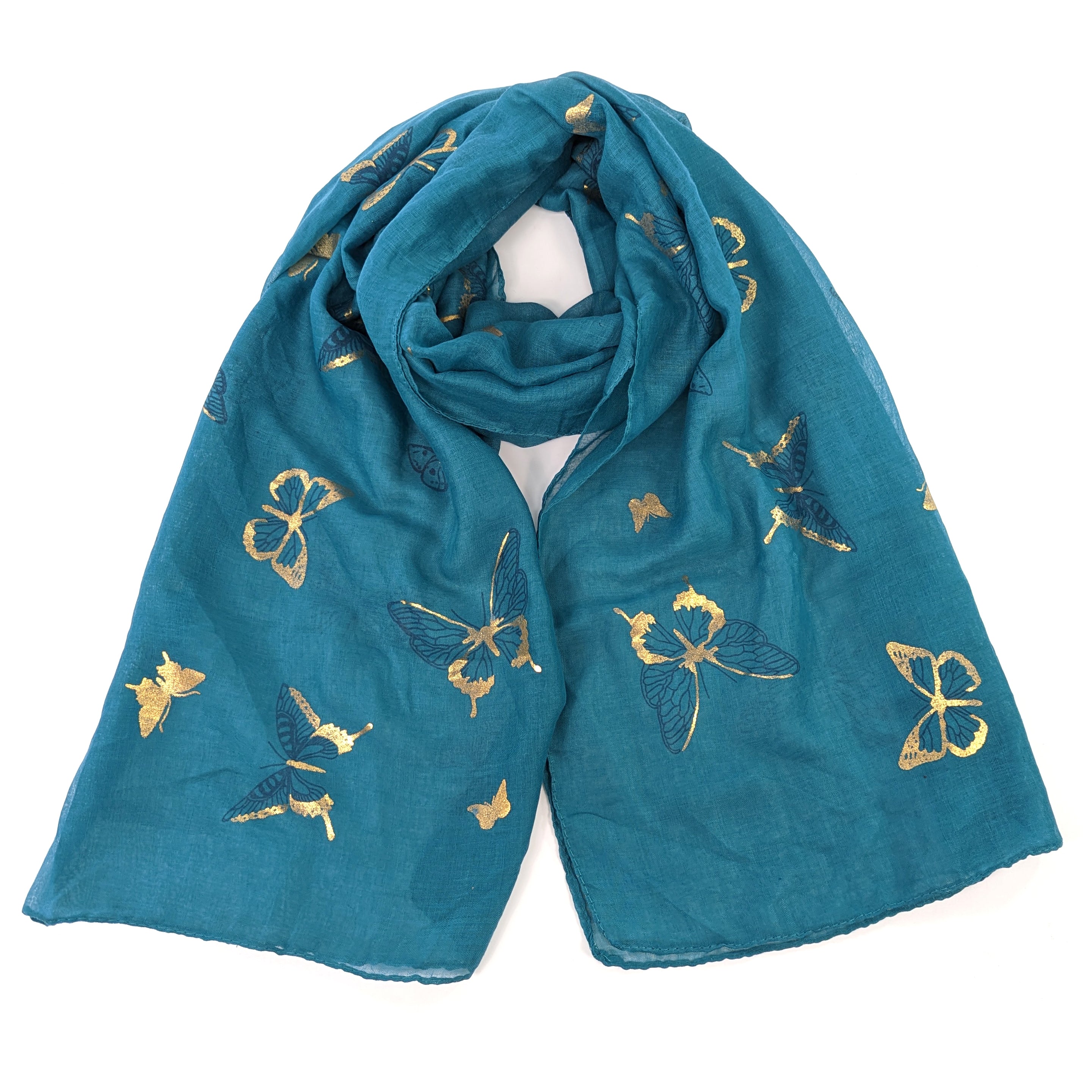 Athis - Glitter Butterfly Scarf (50x180cm) - Teal