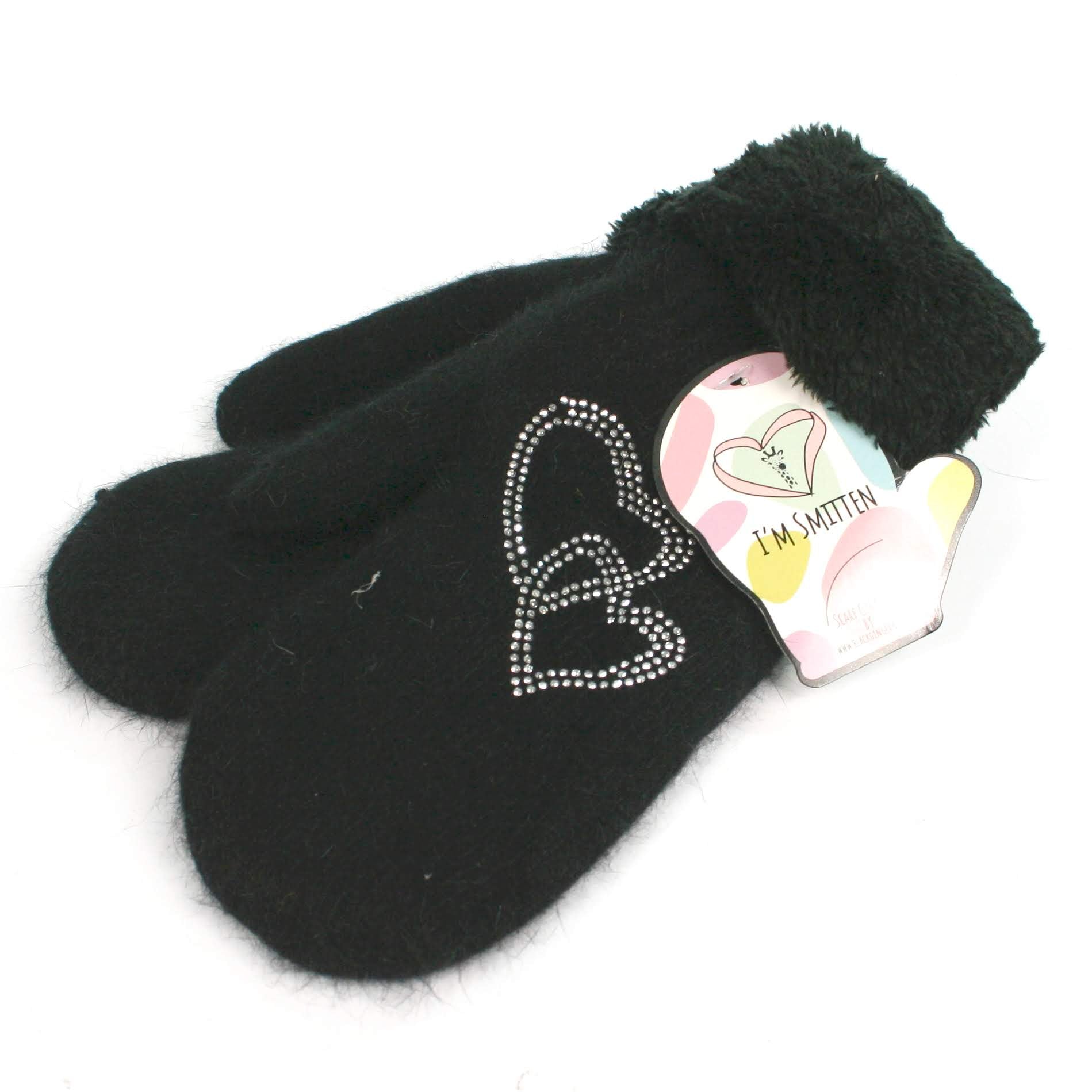 Fluffy Heart Mittens with Faux Fur Lining