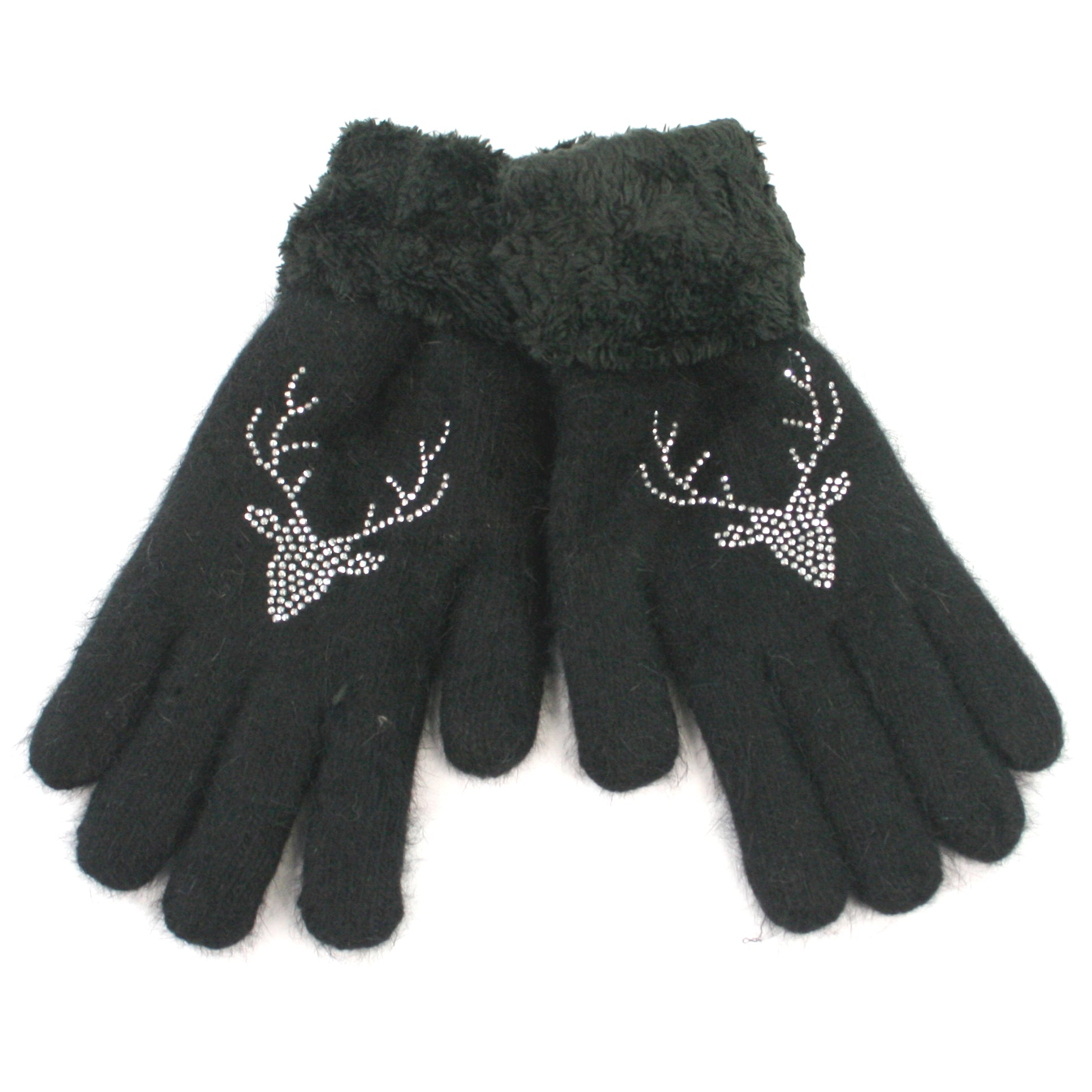 cosy stag gloves with toasty faux fur lining