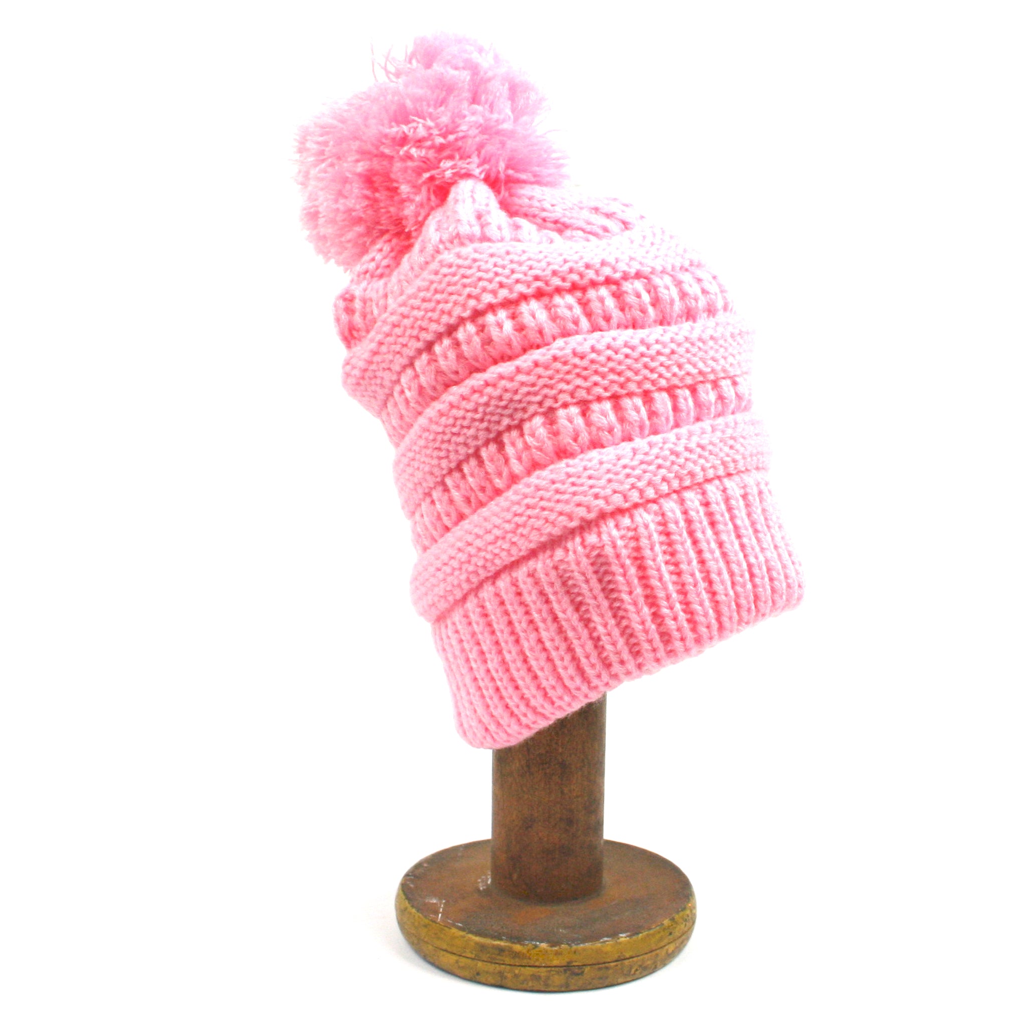 childs knitted style pompom beanie hat
