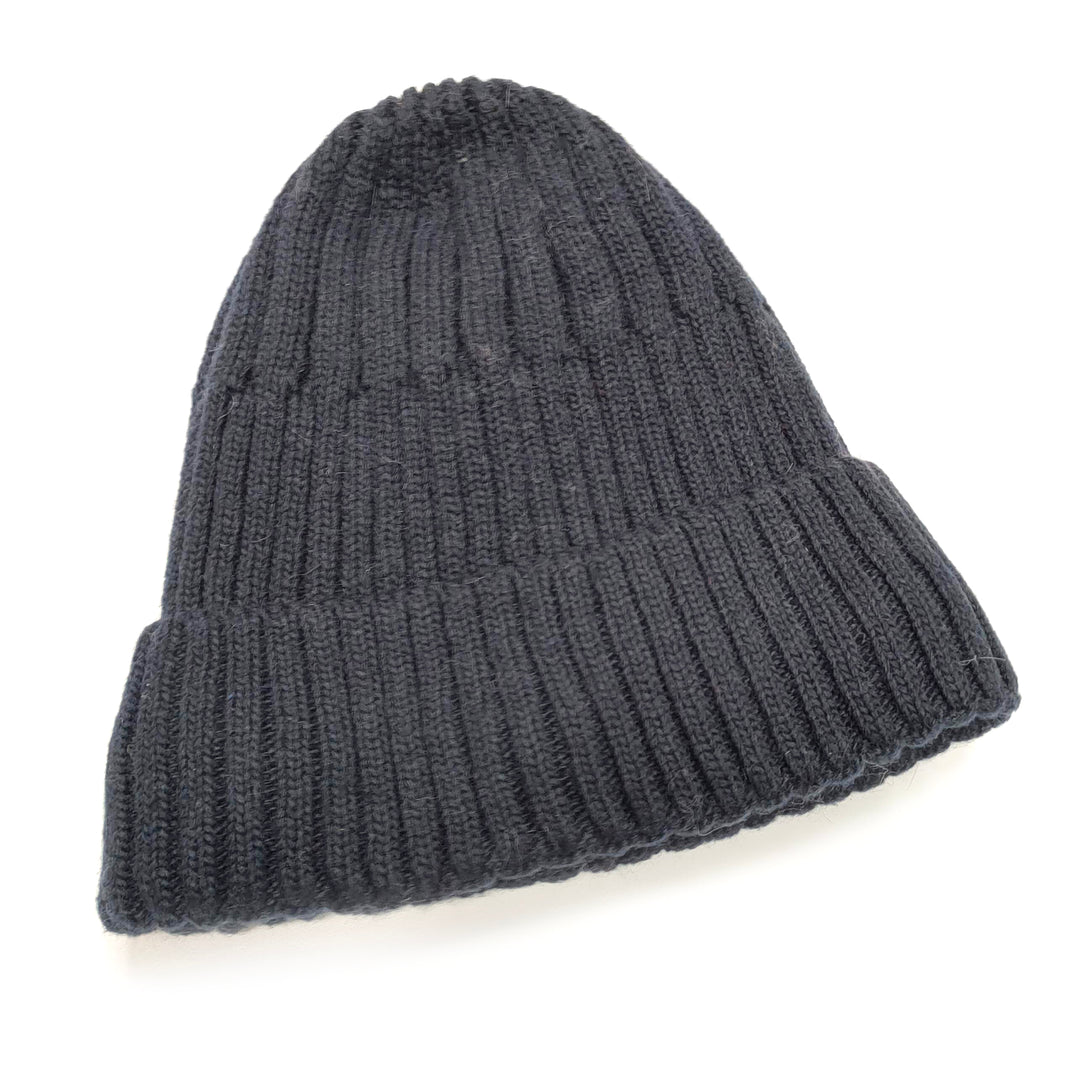 Knit Style Beanie Hat Navy Blue