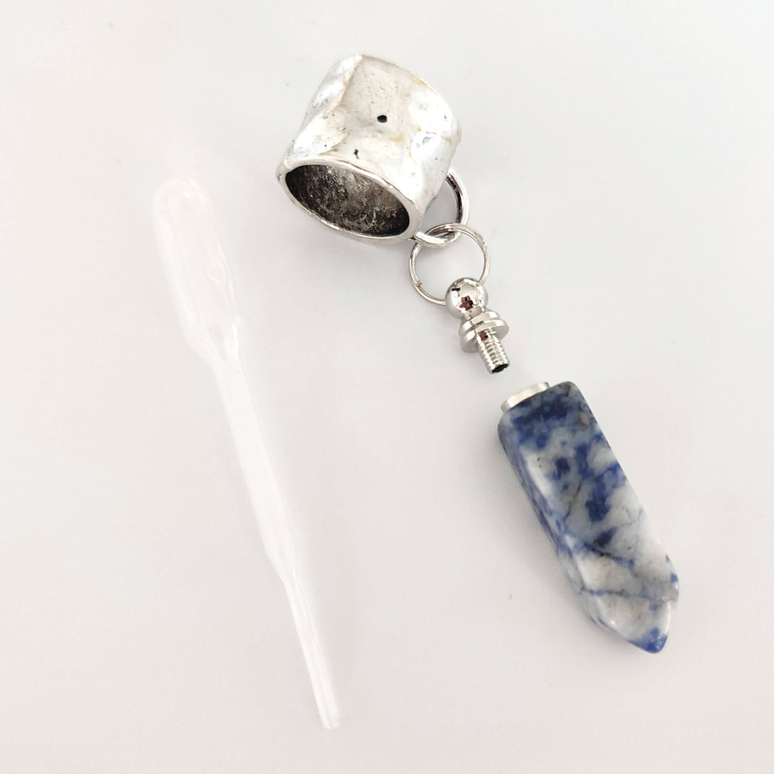 Scarf Jewellery - Perfume Bottle - Blue Vein Stone (with pipette) 